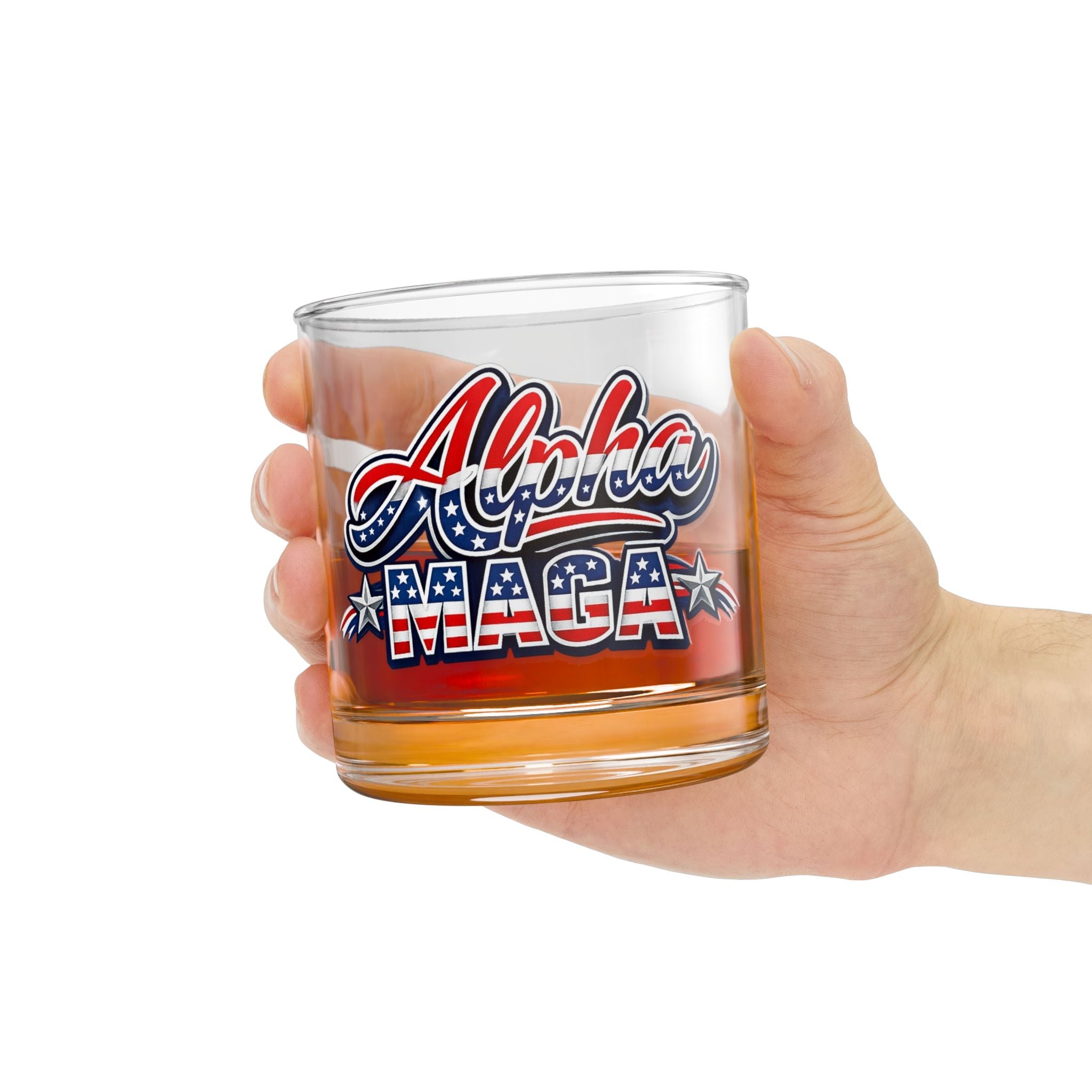 Alpha MAGA – Unapologetically American Rocks Glass - PatriotDepot.com