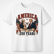 America 1776–2026: 250 Years Strong T-Shirt | Washington–Trump Edition - PatriotDepot.com