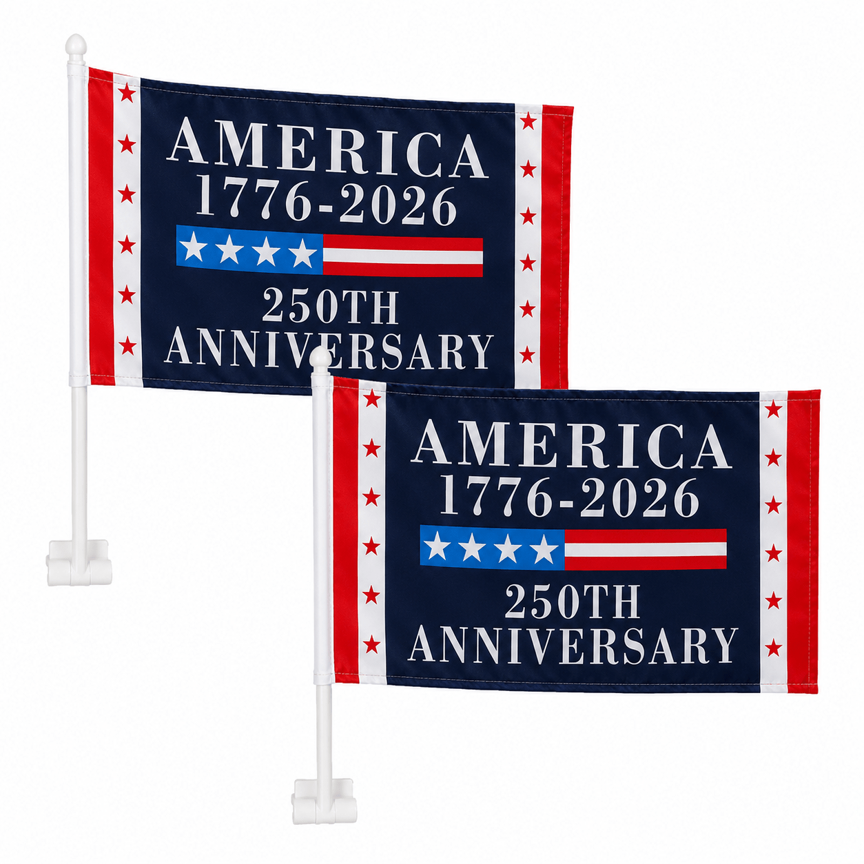 America 1776–2026 | 250th Anniversary Commemorative Car Flag - PatriotDepot.com
