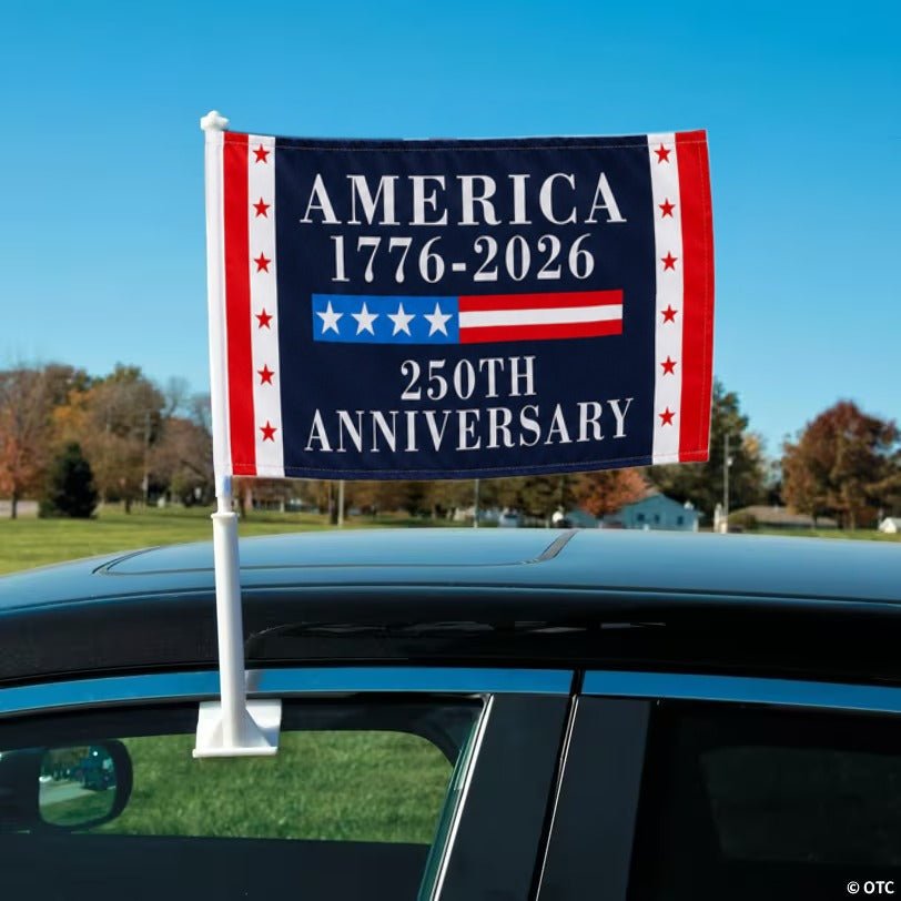 America 1776–2026 | 250th Anniversary Commemorative Car Flag - PatriotDepot.com