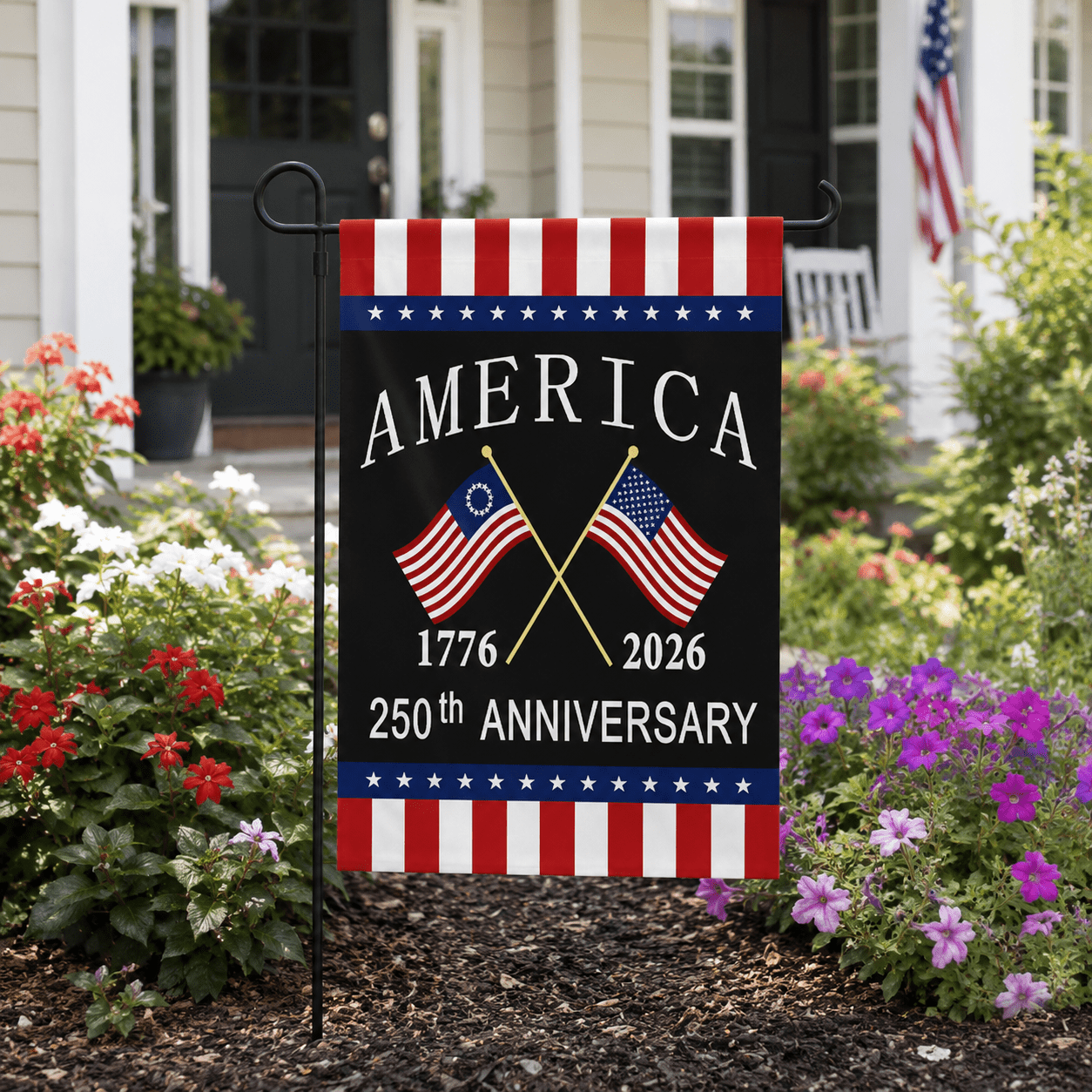 America 1776 - 2026 250th Anniversary Garden Flag (12"x18") - PatriotDepot.com