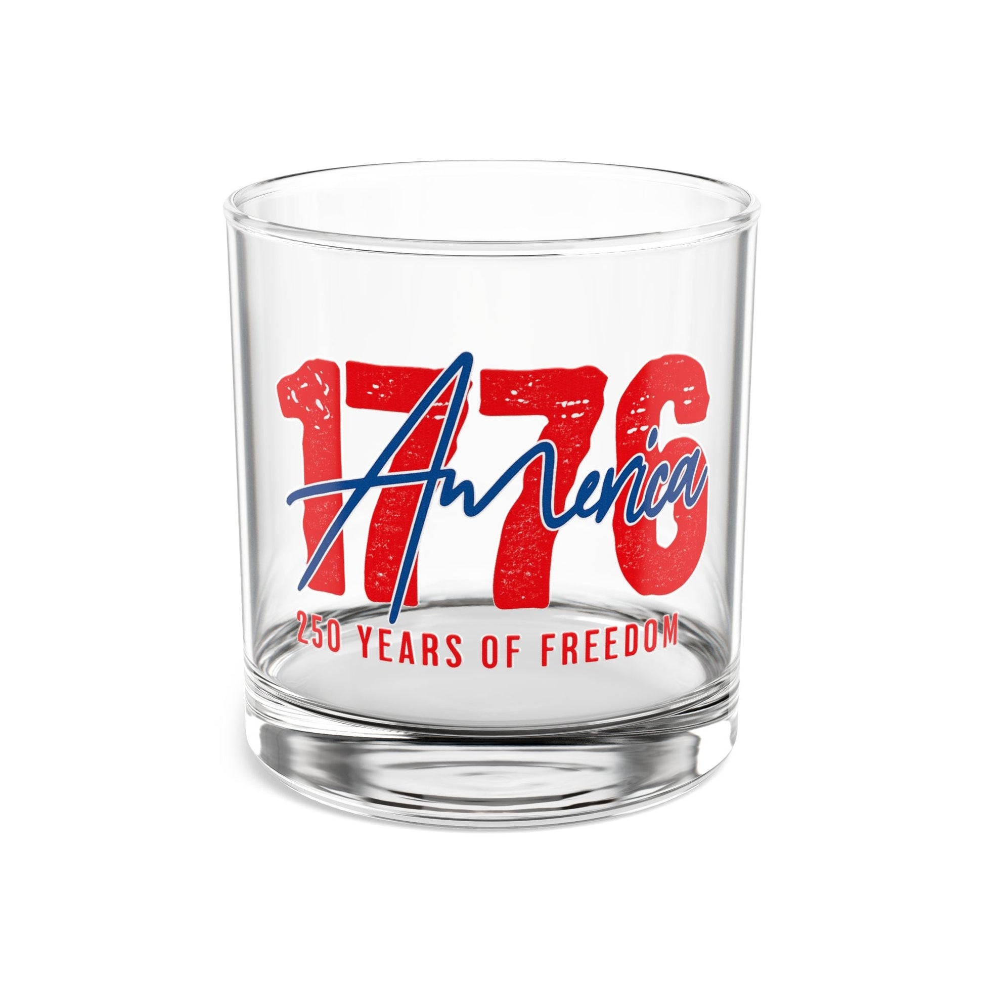 America 1776 Vintage Script Rocks Glass - PatriotDepot.com