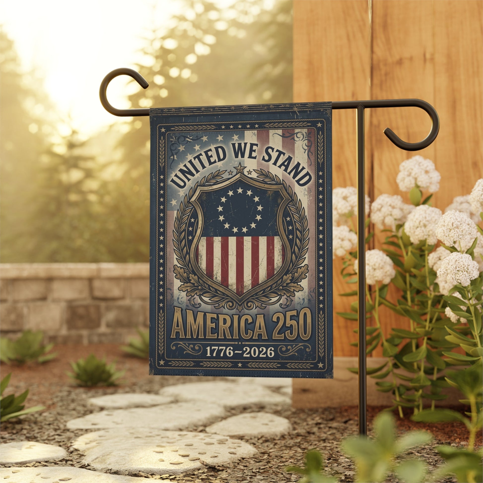 America 250 Garden Flag - "United We Stand" 1776 - 2026 - PatriotDepot.com