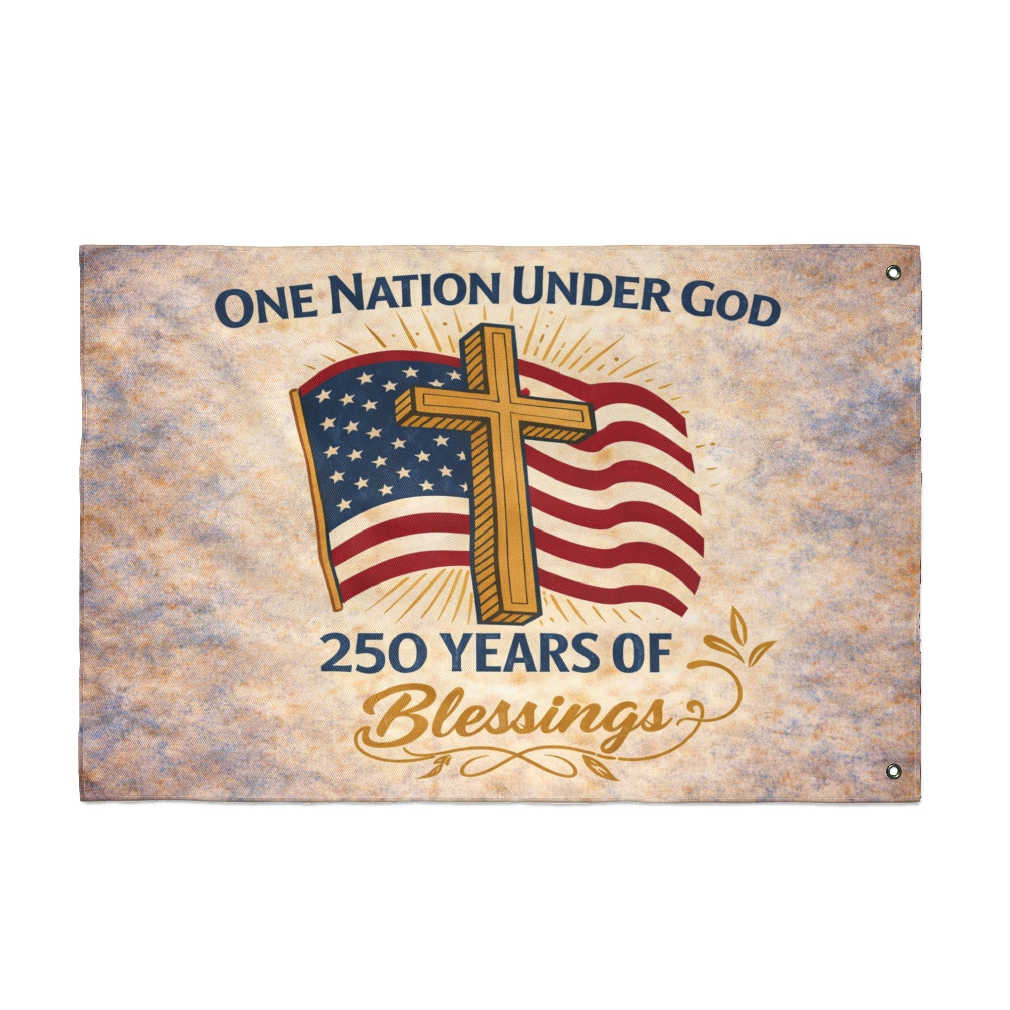 America: 250 Years of Blessings “One Nation Under God” Flag & Cross Patriotic Flag (Double - Sided) - PatriotDepot.com