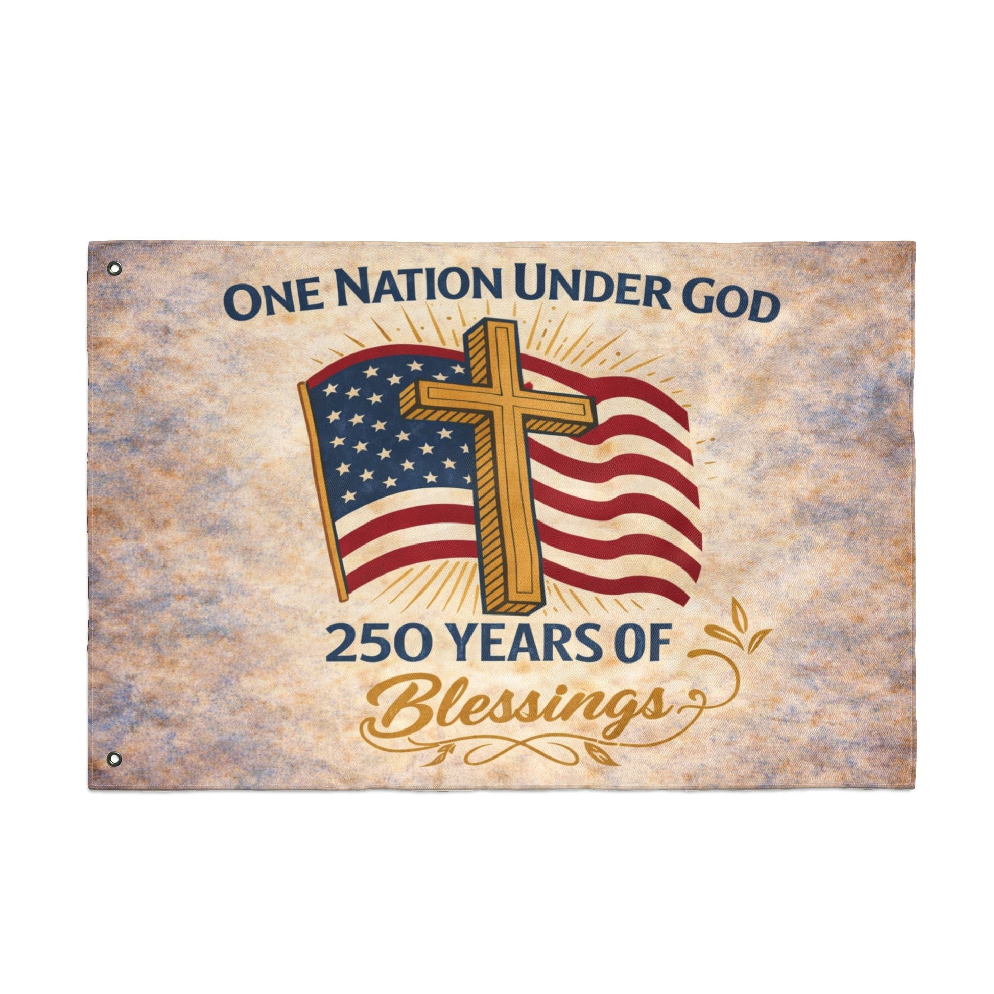 America: 250 Years of Blessings “One Nation Under God” Flag & Cross Patriotic Flag (Double - Sided) - PatriotDepot.com