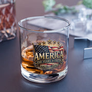 America 250 Years of Faith — 1776–2026 Patriotic Flag Glass - PatriotDepot.com
