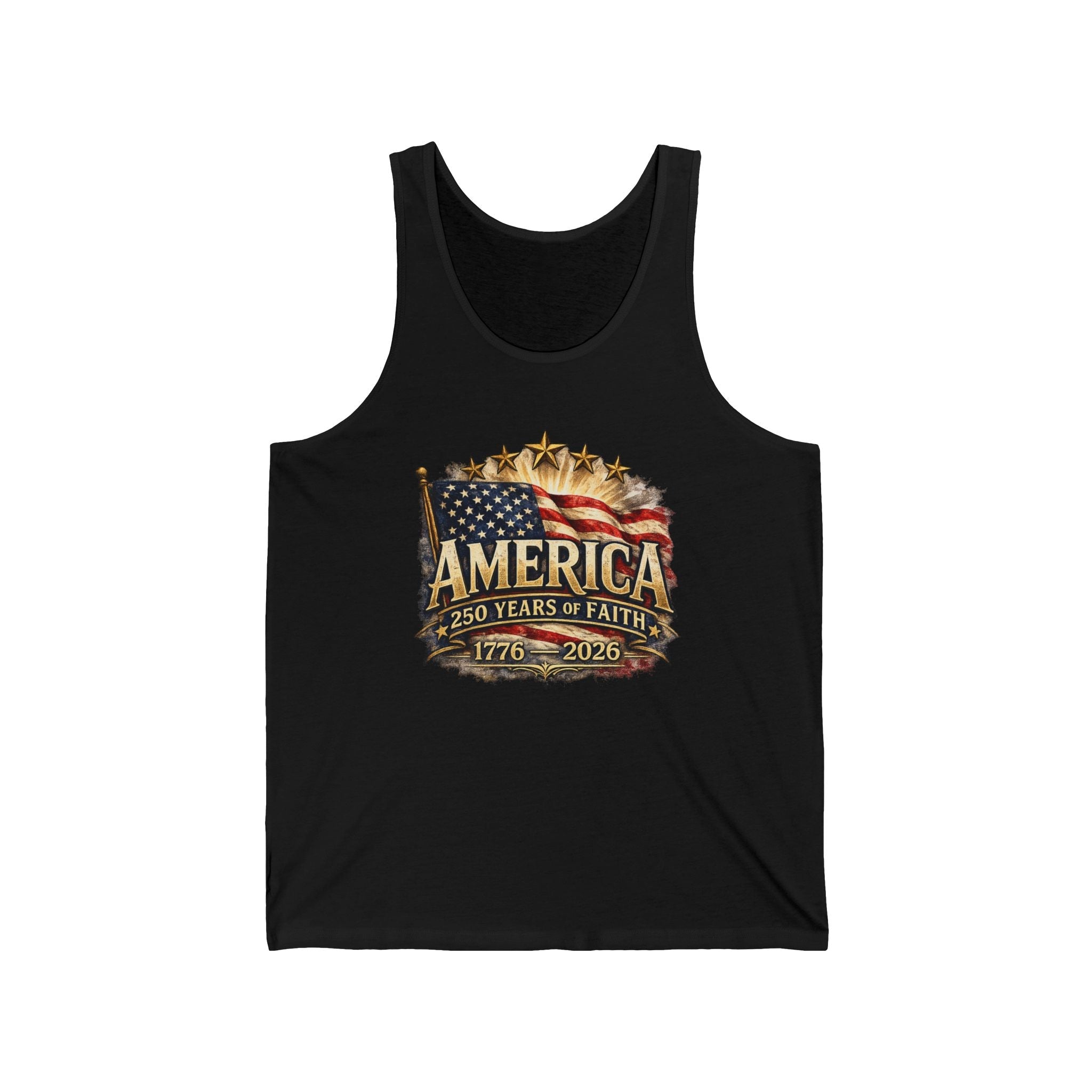 America 250 Years of Faith Patriotic Tank Top – 1776–2026 Edition - PatriotDepot.com