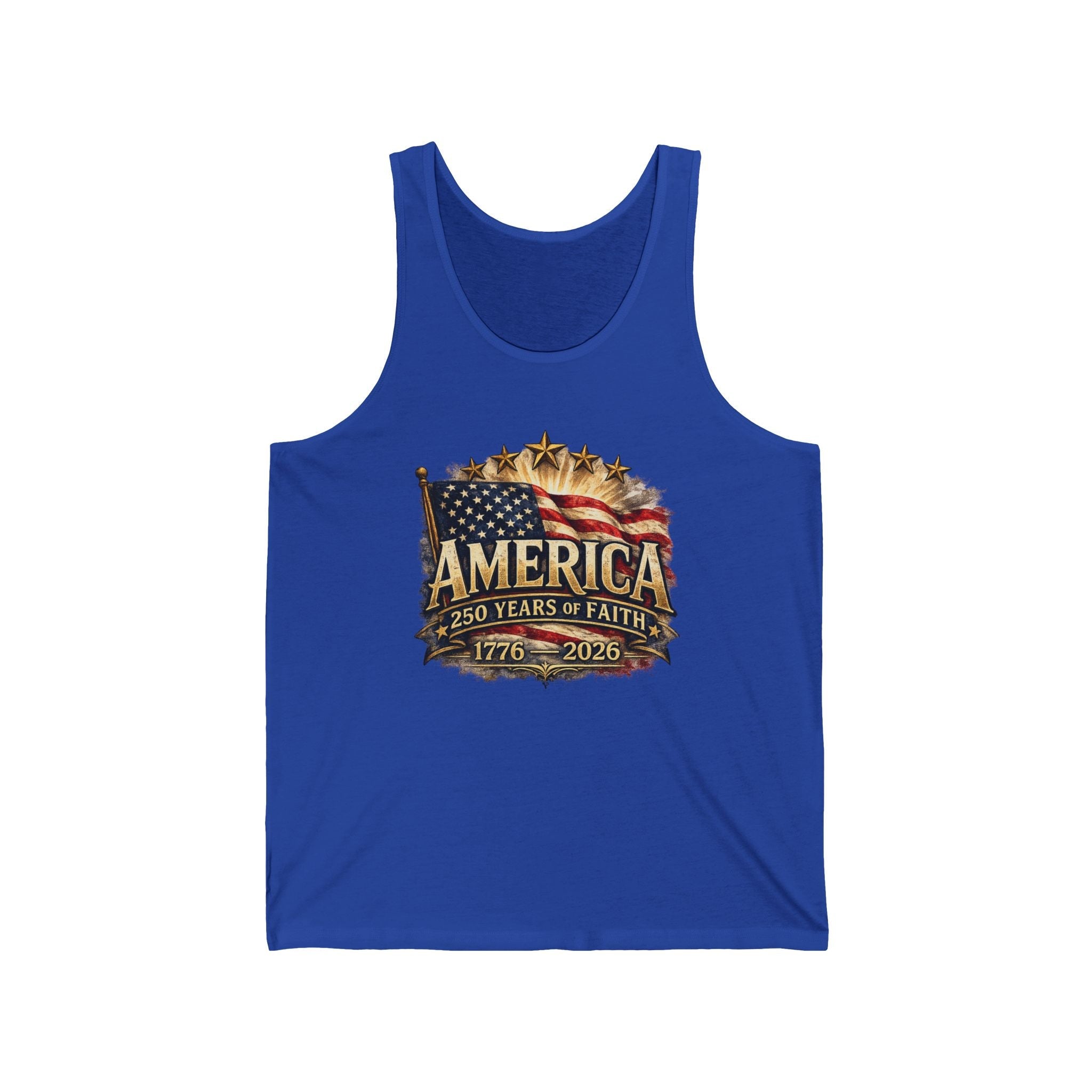 America 250 Years of Faith Patriotic Tank Top – 1776–2026 Edition - PatriotDepot.com
