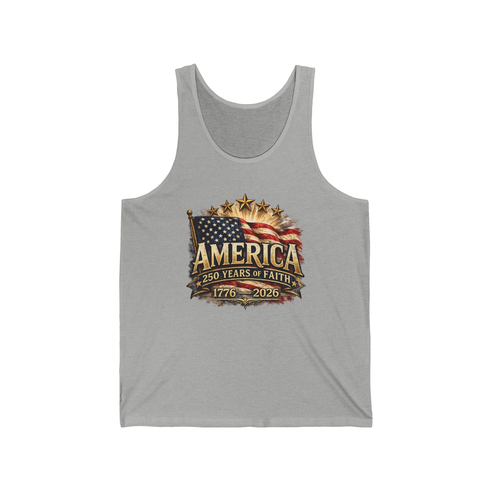 America 250 Years of Faith Patriotic Tank Top – 1776–2026 Edition - PatriotDepot.com