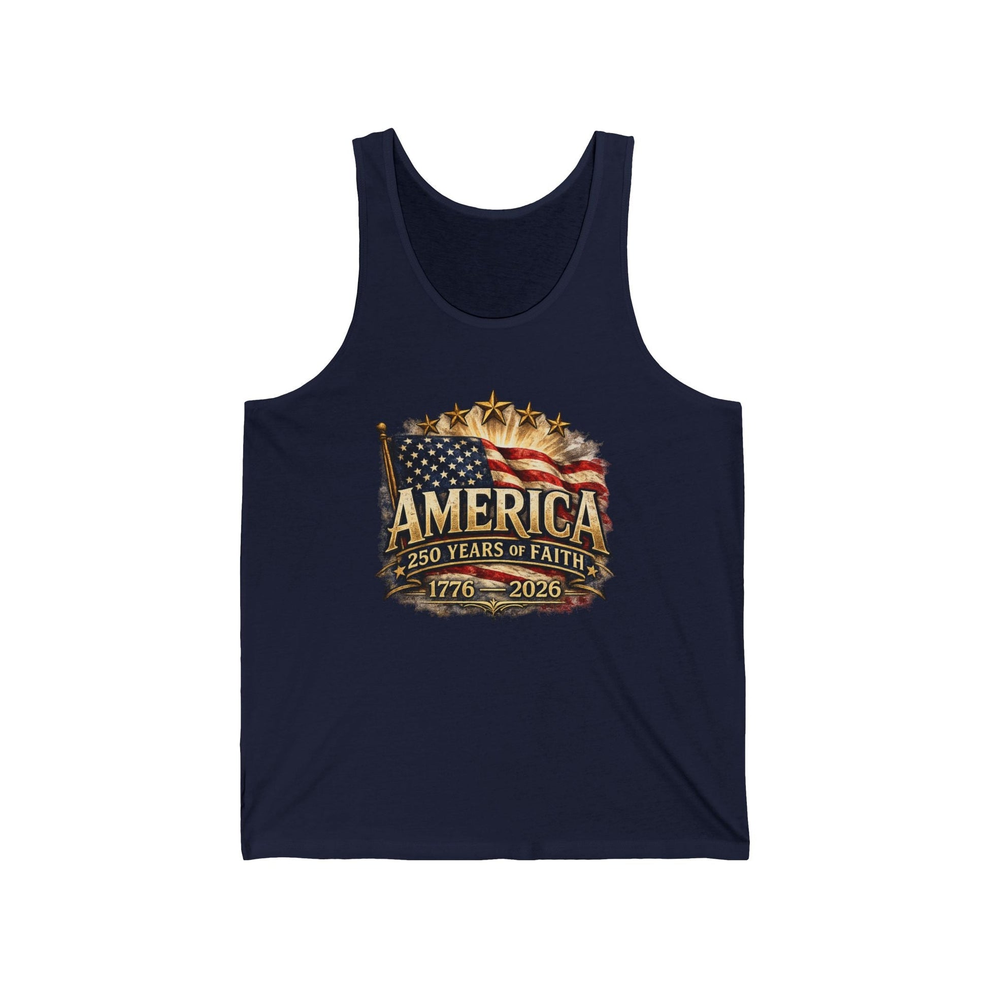 America 250 Years of Faith Patriotic Tank Top – 1776–2026 Edition - PatriotDepot.com