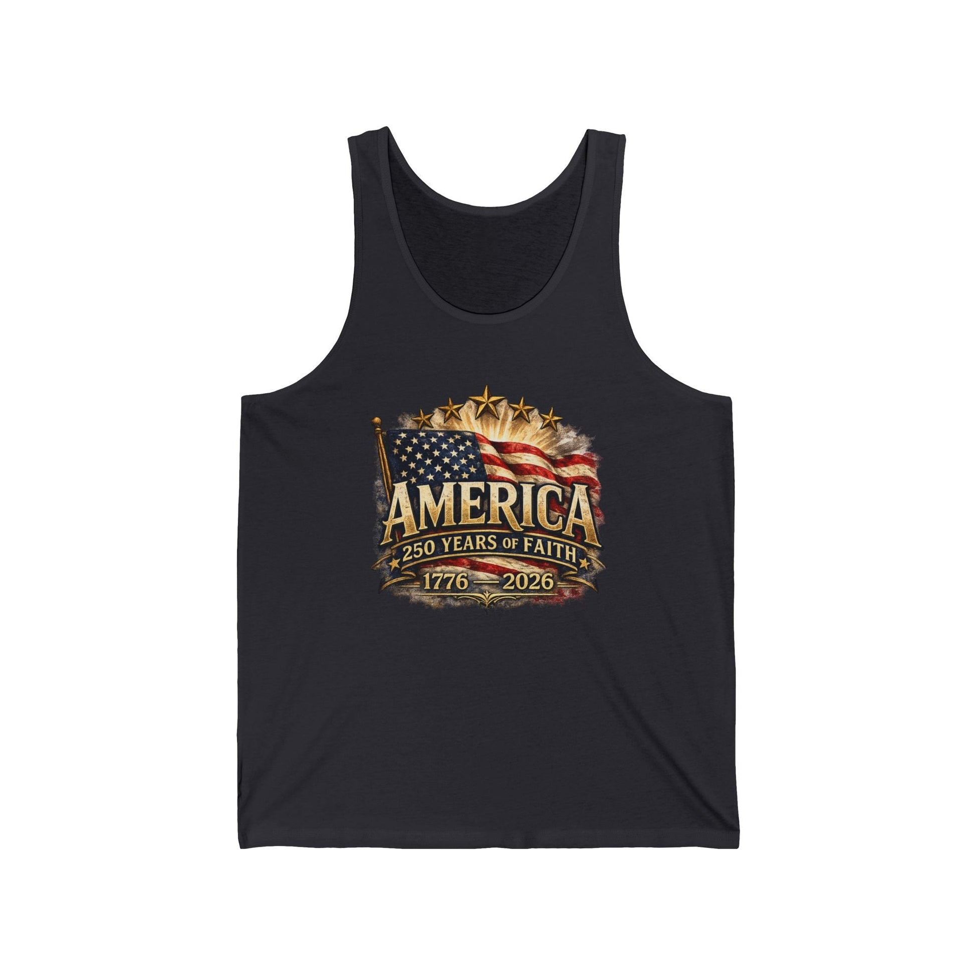 America 250 Years of Faith Patriotic Tank Top – 1776–2026 Edition - PatriotDepot.com
