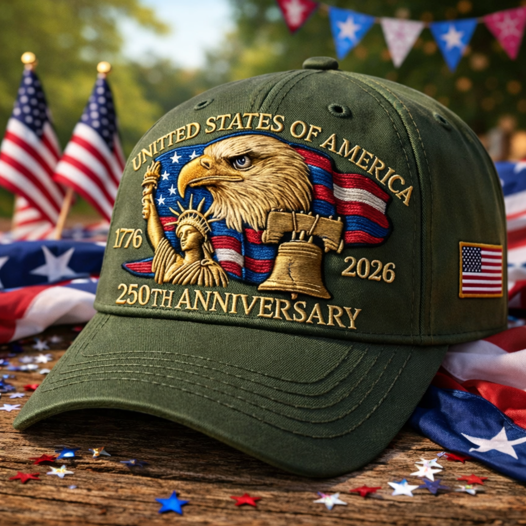 America 250th: 1776–2026 Commemorative Hat – Limited Patriotic Embroidered Edition (Olive) - PatriotDepot.com