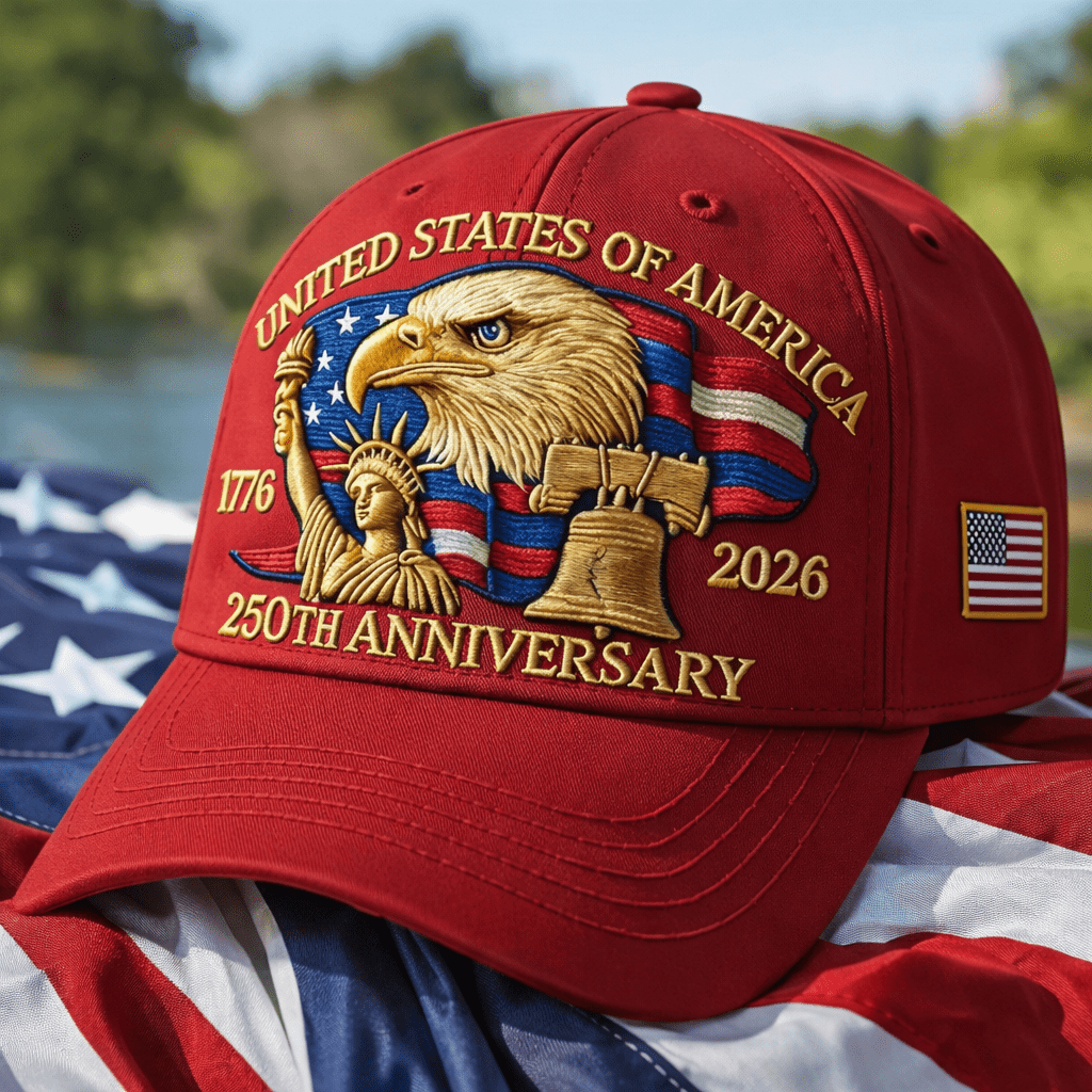 America 250th: 1776–2026 Commemorative Hat – Limited Patriotic Embroidered Edition (Red) - PatriotDepot.com