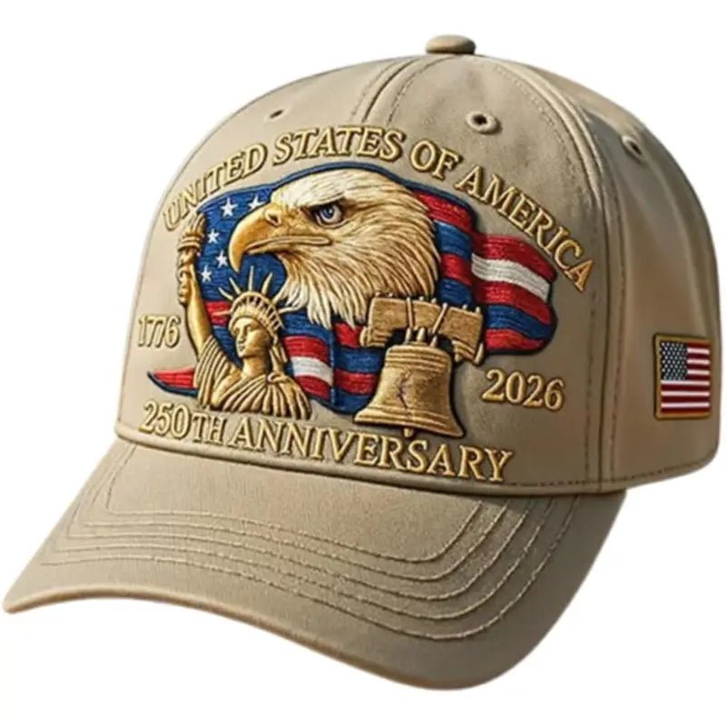 America 250th: 1776–2026 Commemorative Hat – Limited Patriotic Edition (Khaki) - PatriotDepot.com