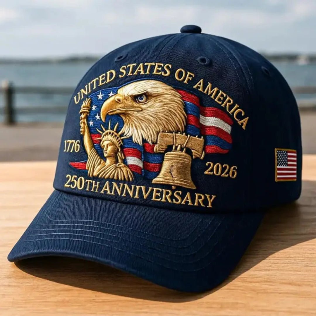 America 250th: 1776–2026 Commemorative Hat – Limited Patriotic Edition (Navy) - PatriotDepot.com