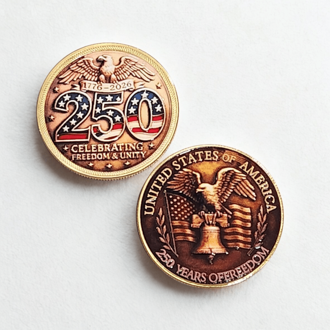 America 250th Anniversary Commemorative Coin – “250 Years of Freedom & Unity” - PatriotDepot.com