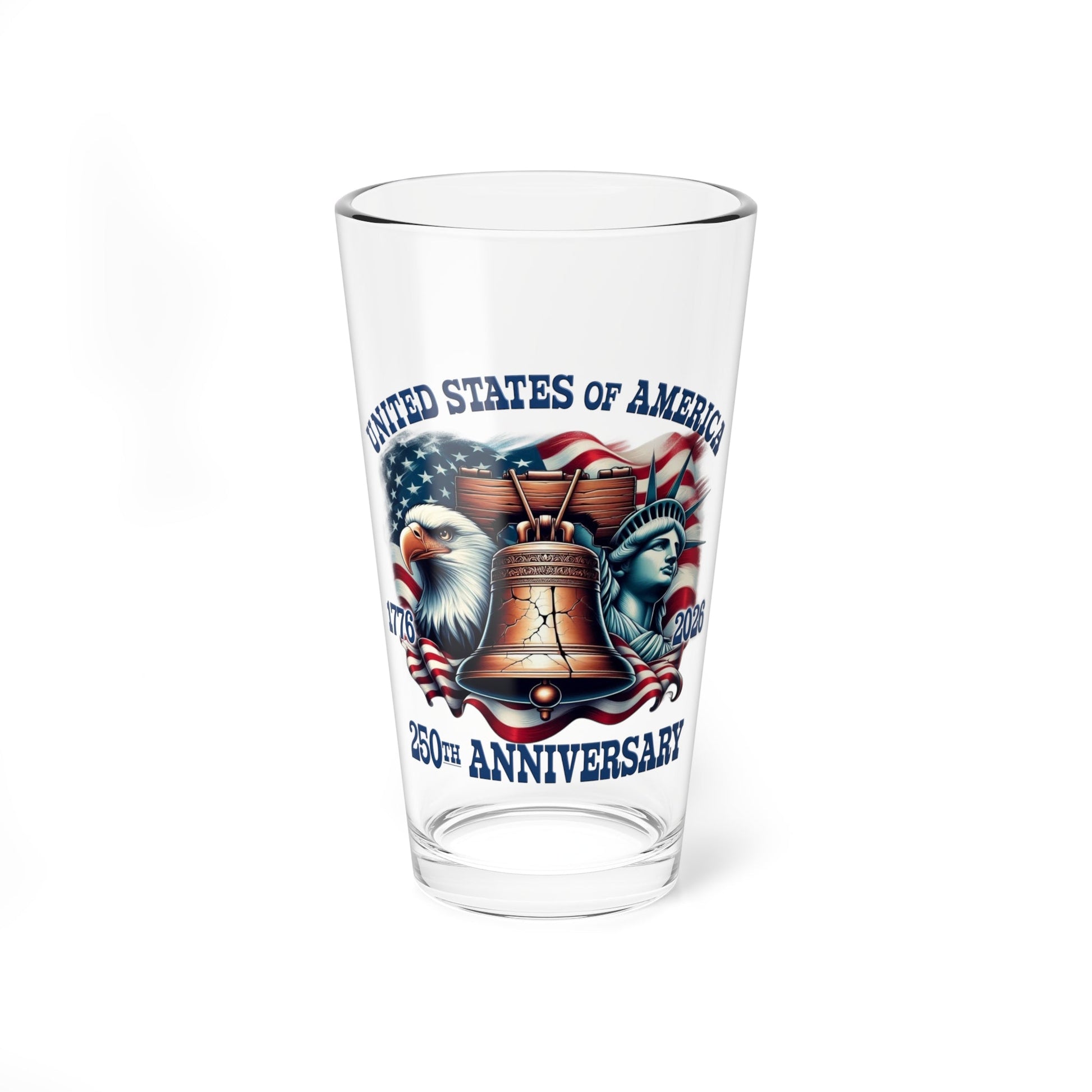 America 250th Anniversary Custom Pint Glass – 1776–2026 Edition - PatriotDepot.com