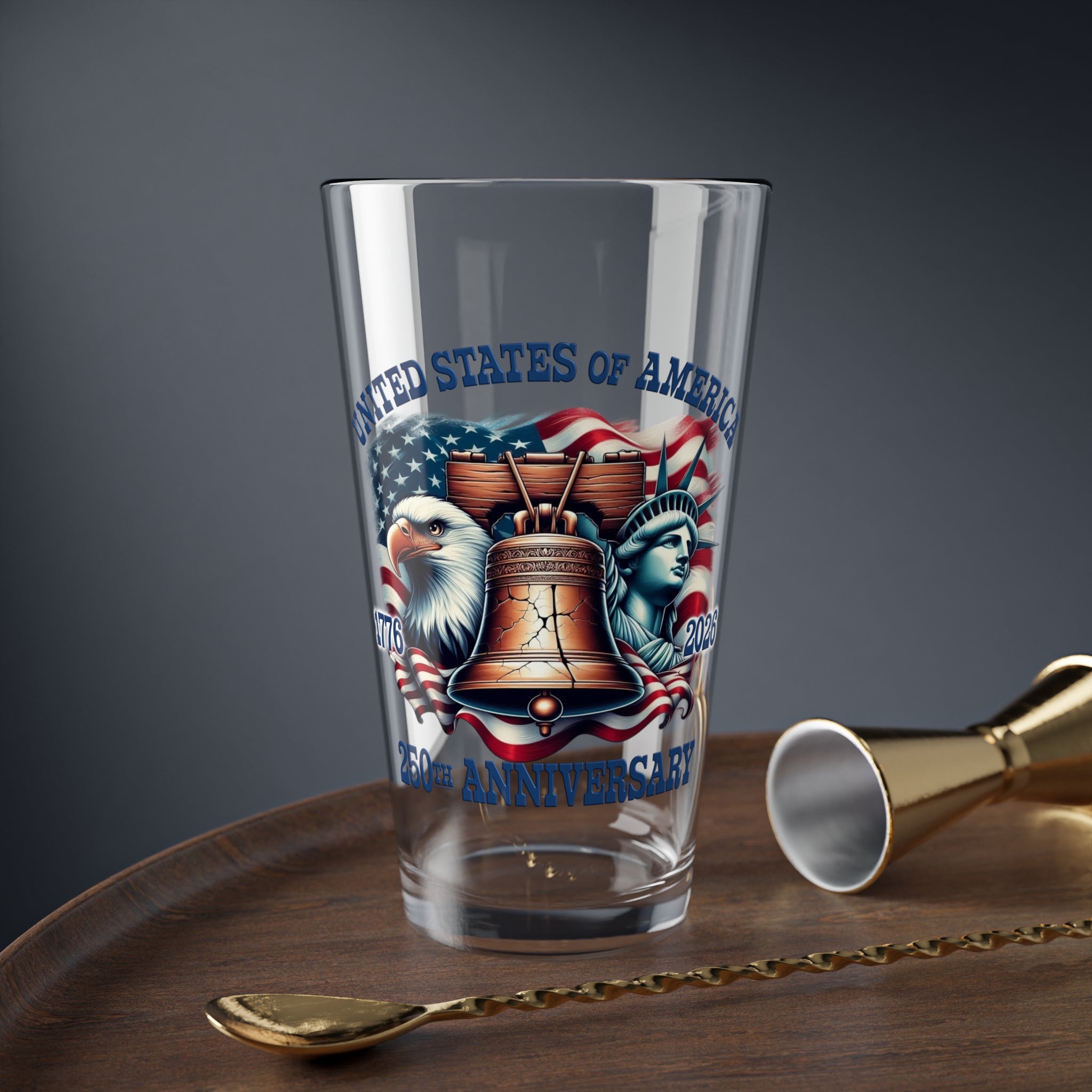 America 250th Anniversary Custom Pint Glass – 1776–2026 Edition - PatriotDepot.com