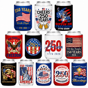 America 250th Anniversary Eagle Can Coolers | 12 - Pack Neoprene Drink Sleeves - PatriotDepot.com
