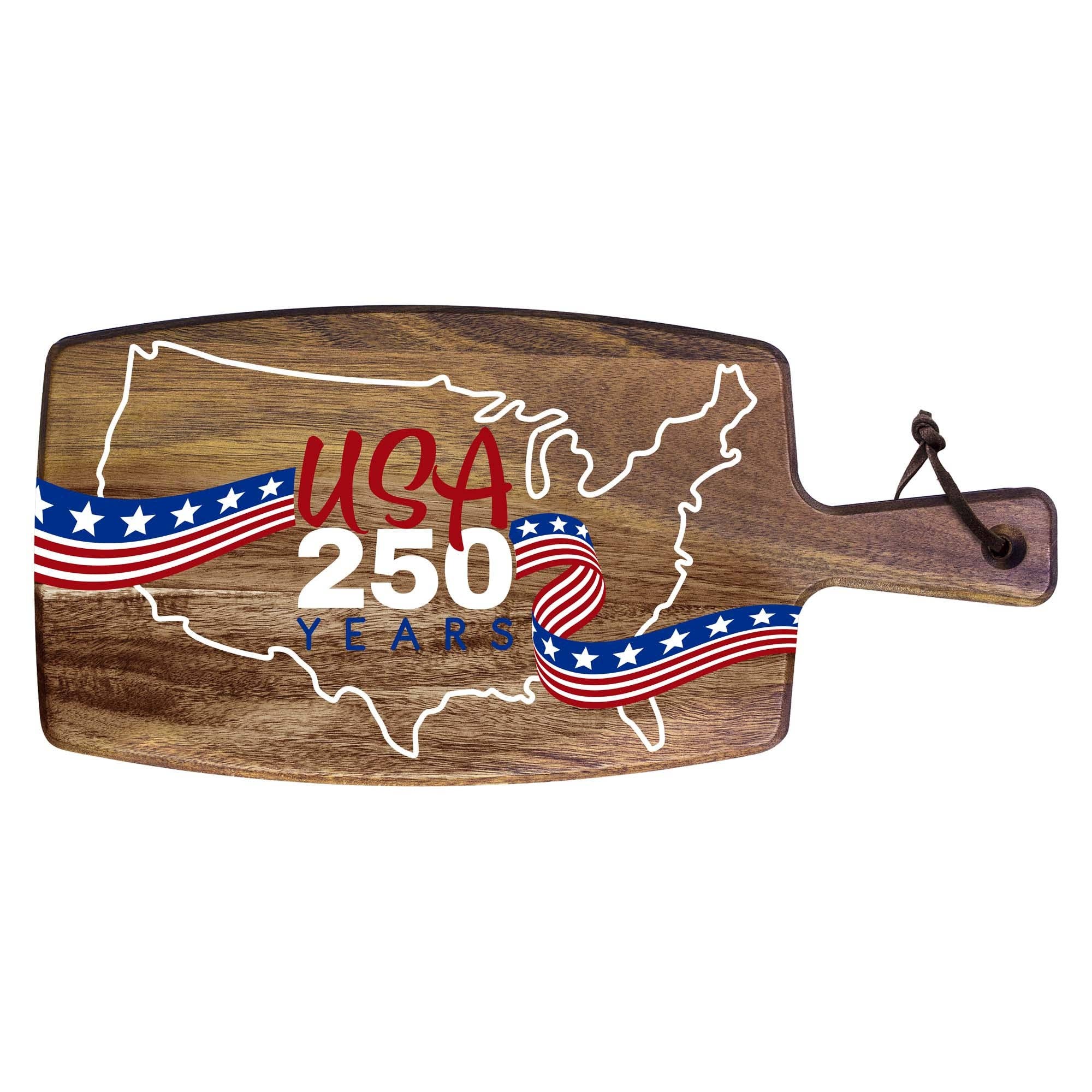 America 250th Anniversary Full - Color Acacia Wood Charcuterie & Serving Board | 15 - 1/2" x 7 - 3/8" - PatriotDepot.com