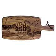 America 250th Anniversary Laser - Engraved Acacia Wood Charcuterie & Serving Board | 15 - 1/2" x 7 - 3/8" - PatriotDepot.com