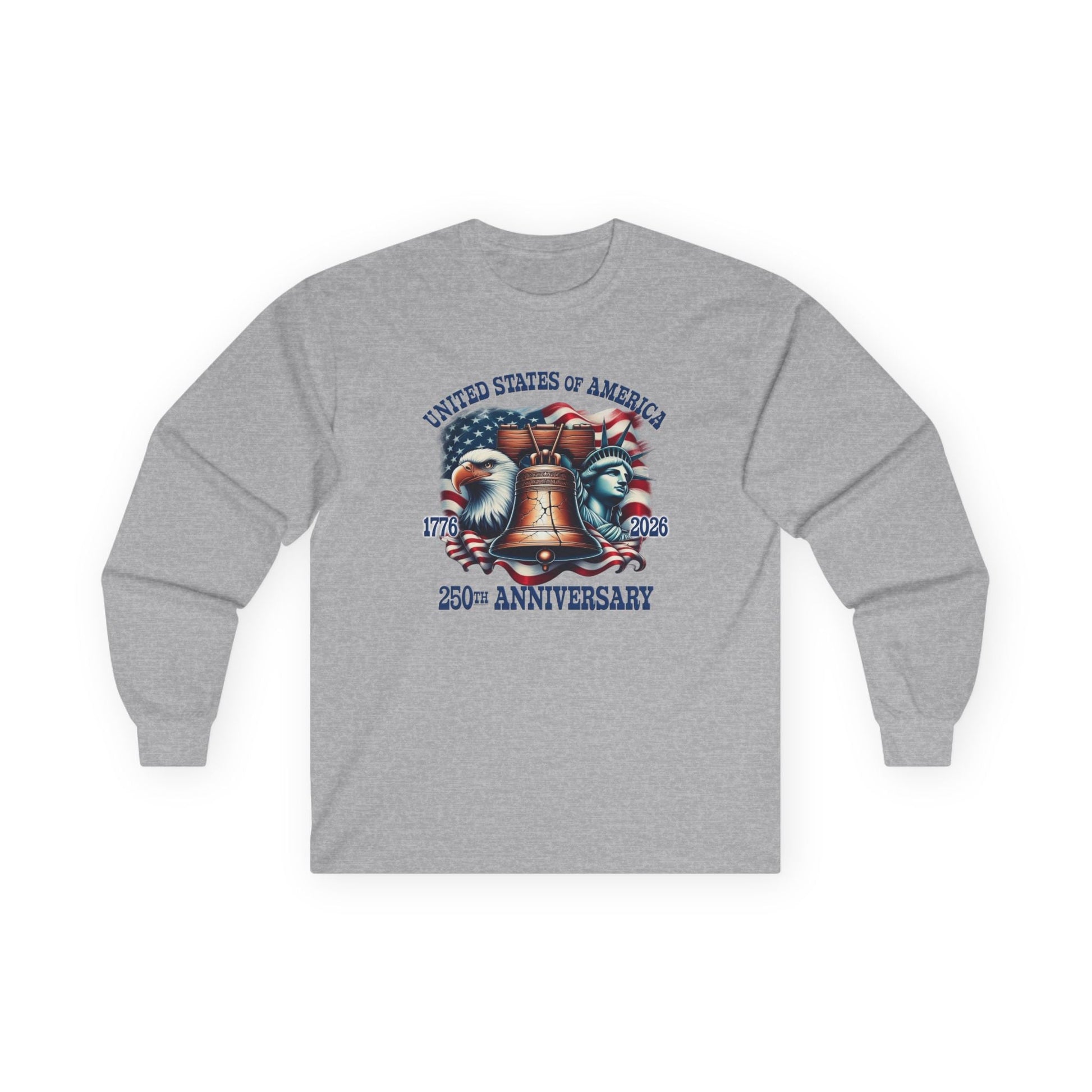 America 250th Anniversary Liberty & Freedom Long Sleeve T-Shirt – 1776–2026 Edition - PatriotDepot.com