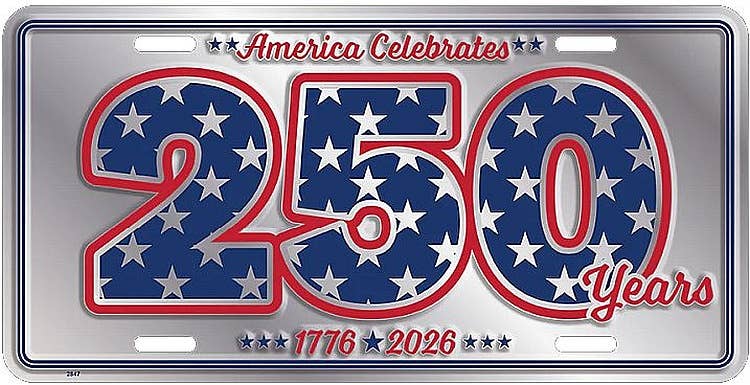 America 250th Anniversary License Plate – Embossed Aluminum Patriotic Novelty - PatriotDepot.com