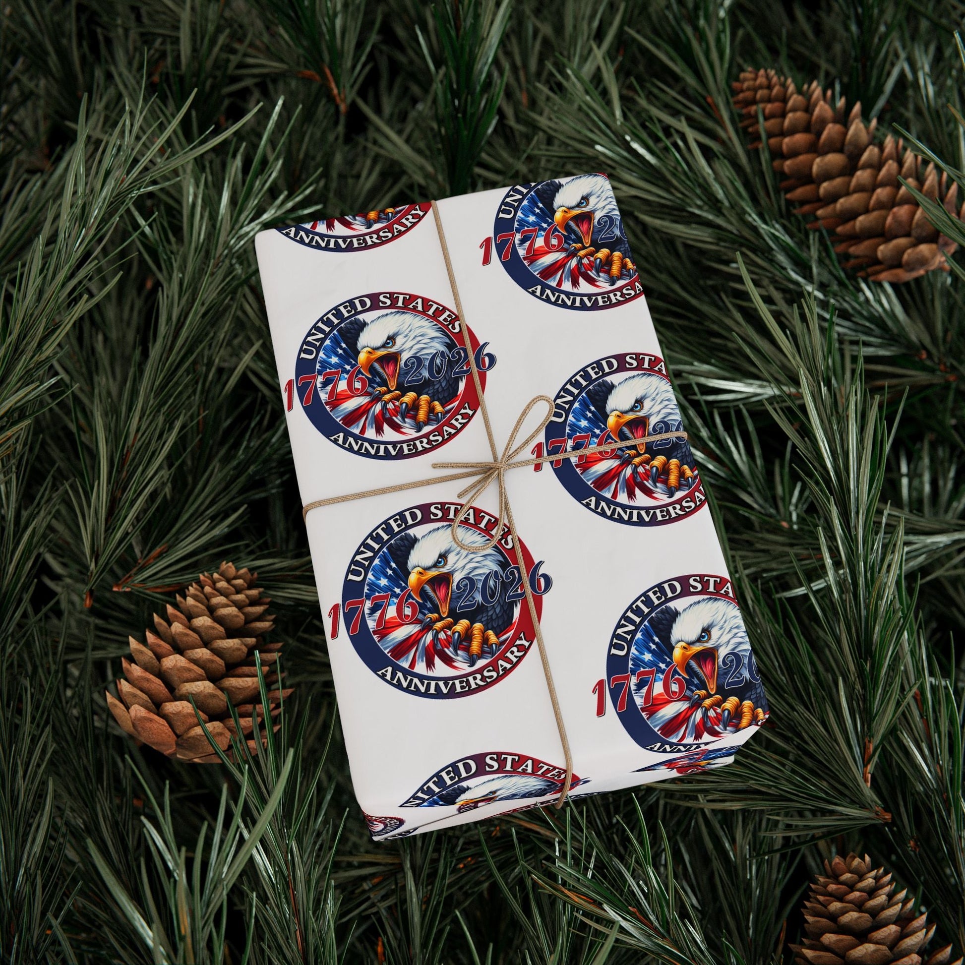 America 250th Anniversary Patriotic Custom Wrapping Paper Roll – 1776–2026 Edition - PatriotDepot.com