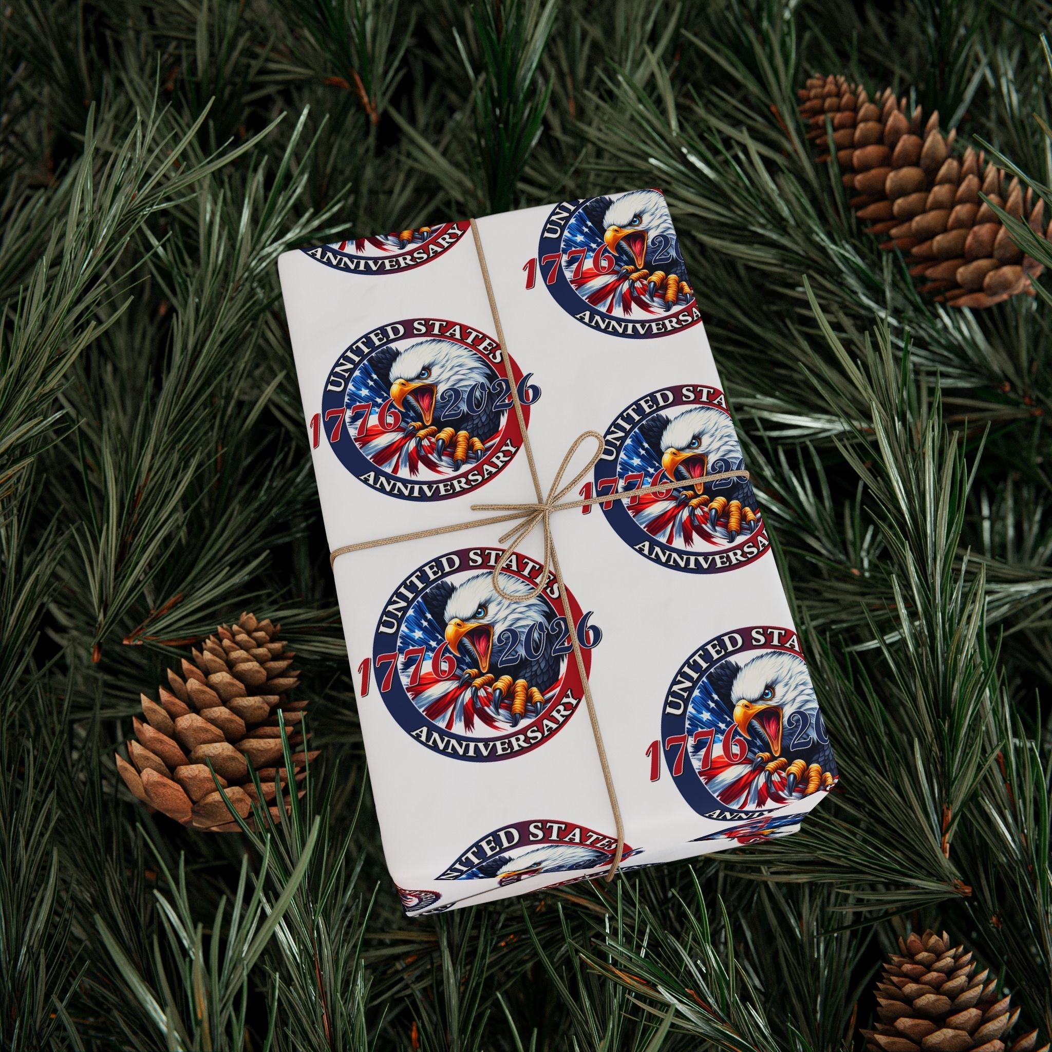 America 250th Anniversary Patriotic Custom Wrapping Paper Roll – 1776–2026 Edition - PatriotDepot.com