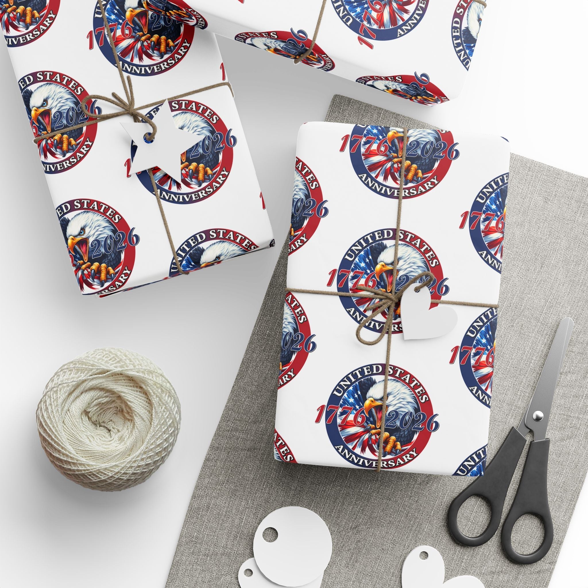 America 250th Anniversary Patriotic Custom Wrapping Paper Roll – 1776–2026 Edition - PatriotDepot.com