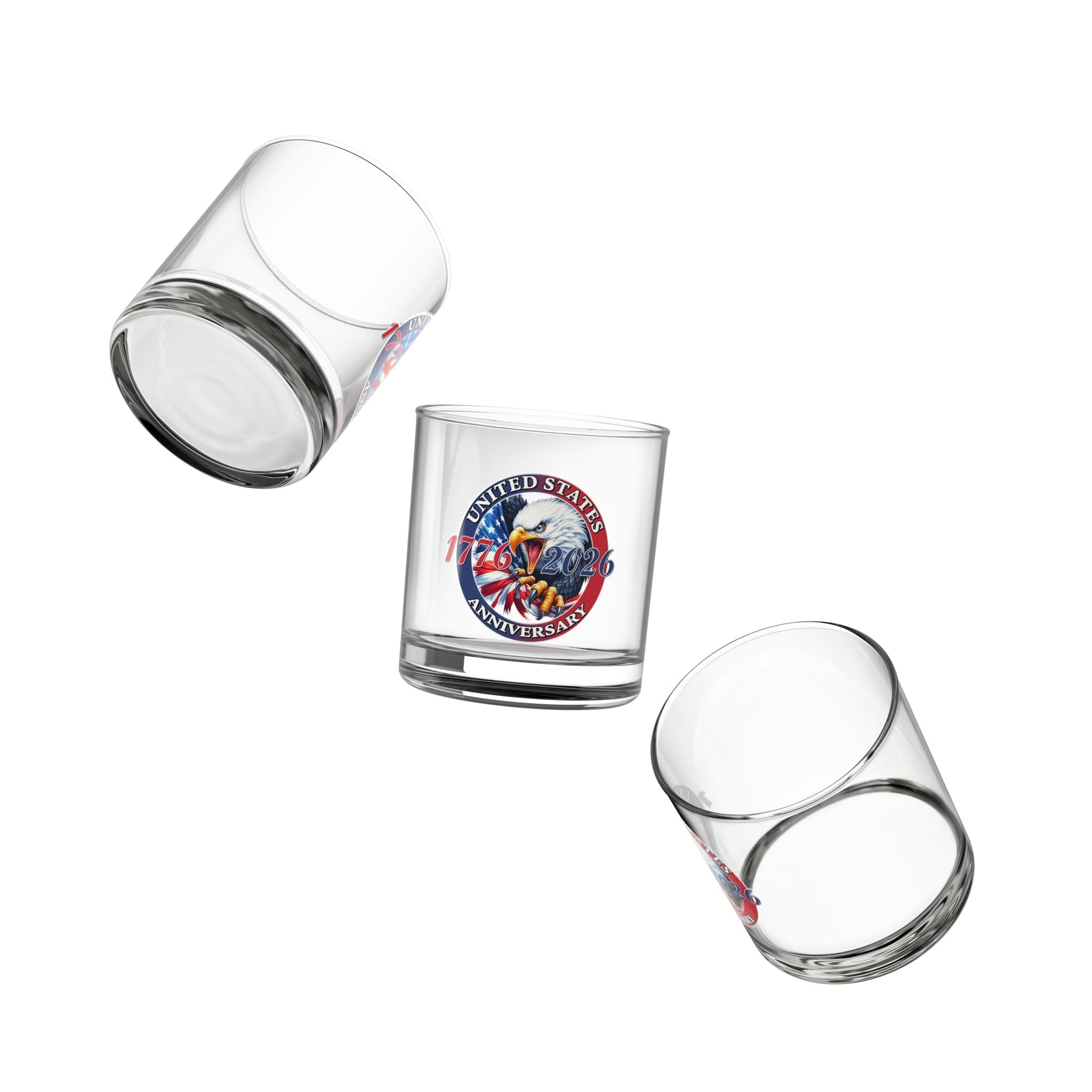 America 250th Anniversary Patriotic Eagle Rocks Glass – 1776 - 2026 Edition - PatriotDepot.com