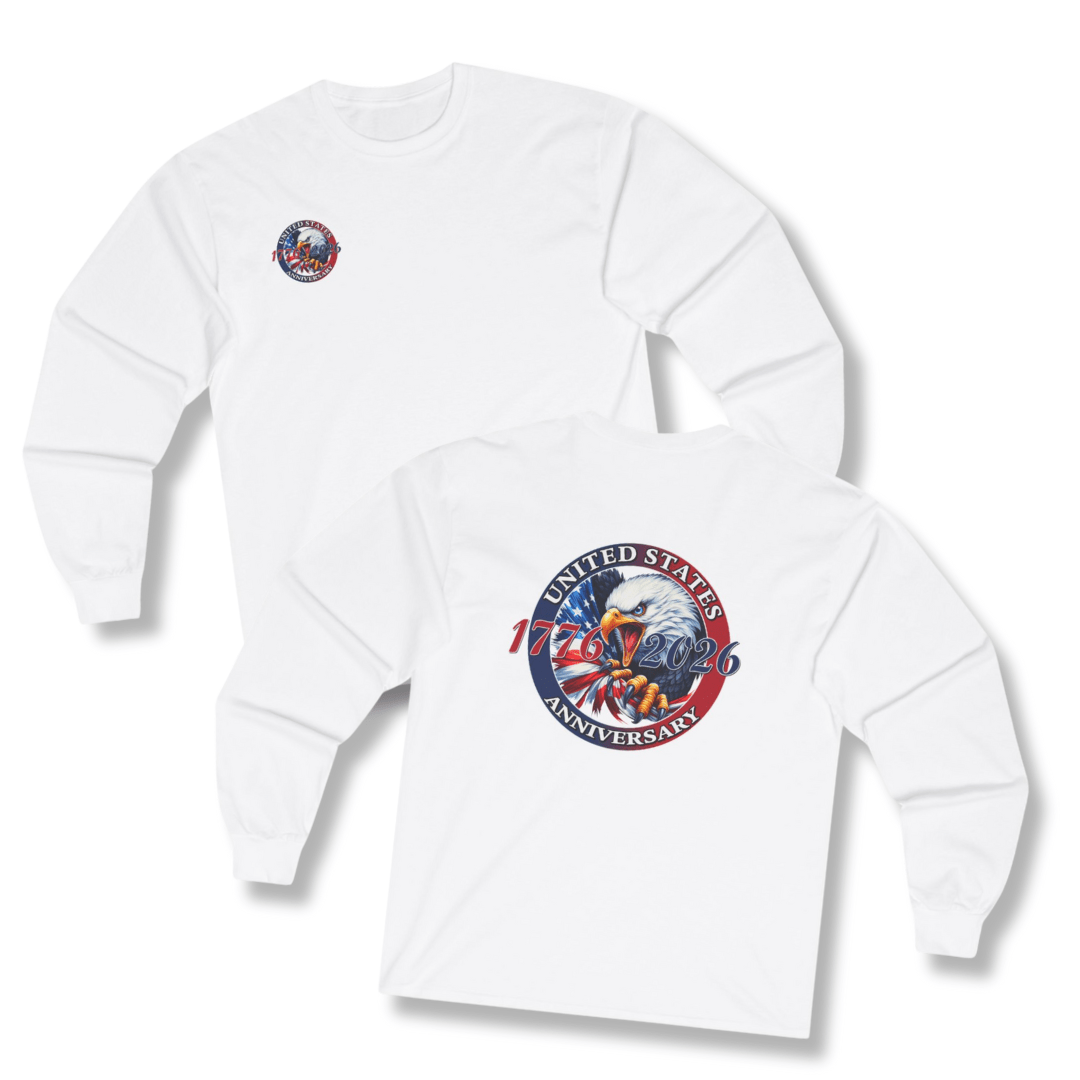 America 250th Anniversary Patriotic Long Sleeve T-Shirt – 1776–2026 Edition - PatriotDepot.com