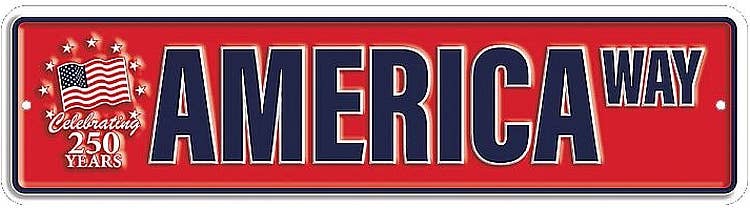 America 250th Anniversary Street Sign – Embossed Aluminum Patriotic Wall Décor - PatriotDepot.com