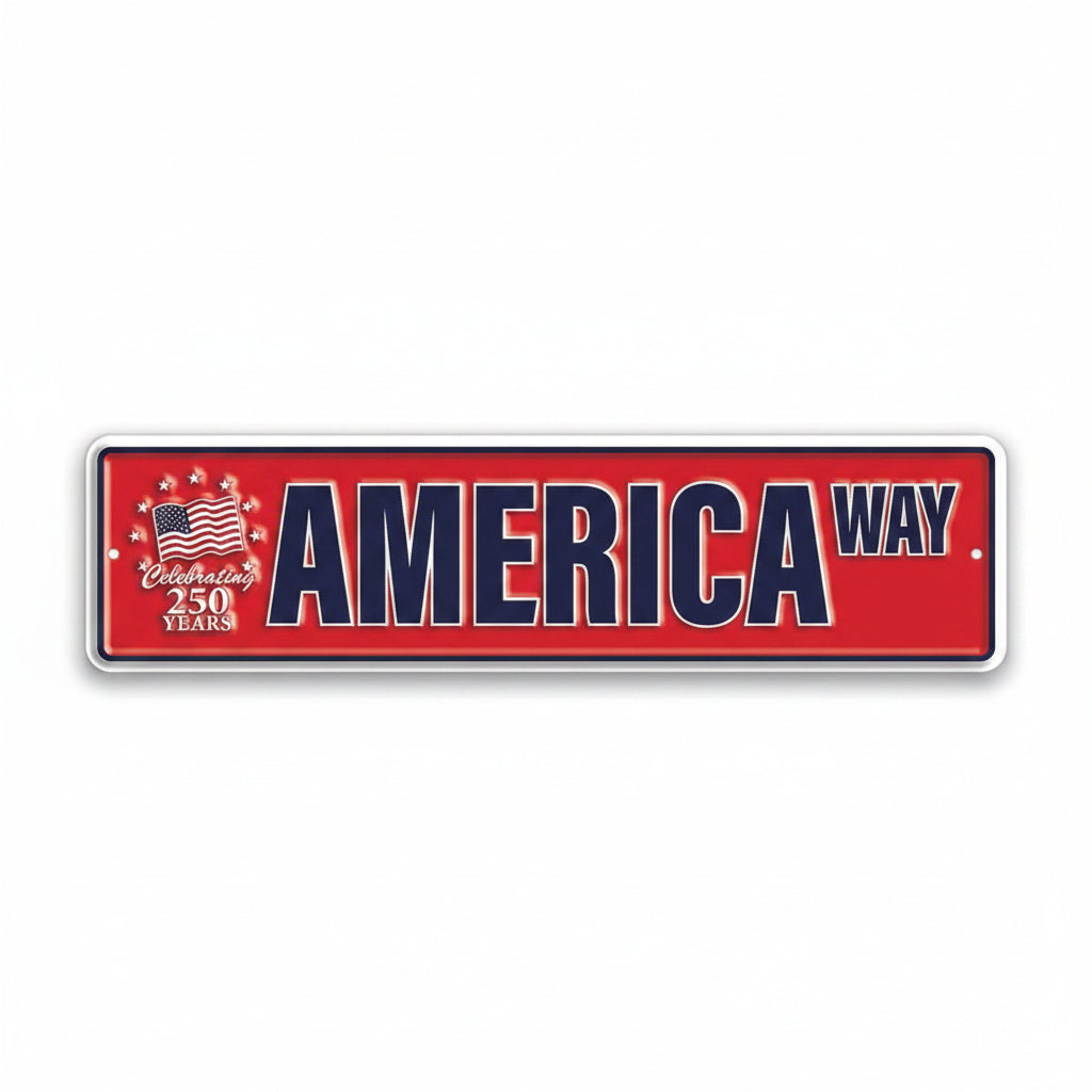 America 250th Anniversary Street Sign – Embossed Aluminum Patriotic Wall Décor - PatriotDepot.com
