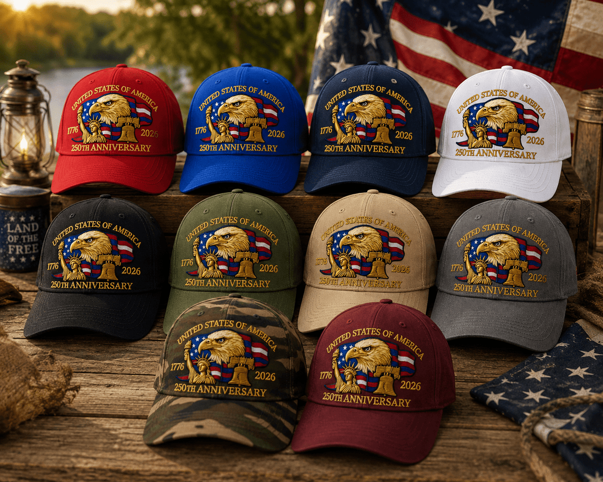 America 250th Commemorative Patriotic Hat – 1776–2026 Edition | 10 Hat Bundle - PatriotDepot.com