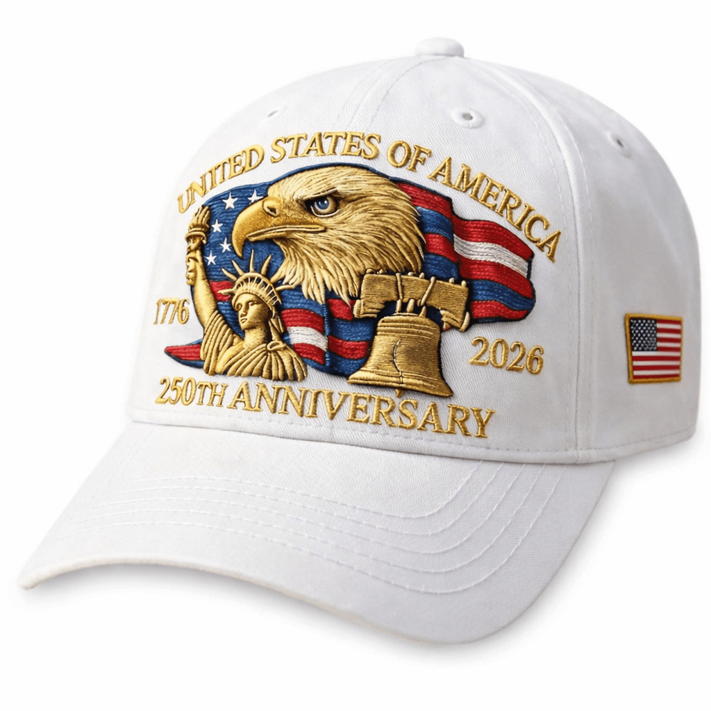 America 250th Commemorative Patriotic Hat – 1776–2026 Edition (White) - PatriotDepot.com