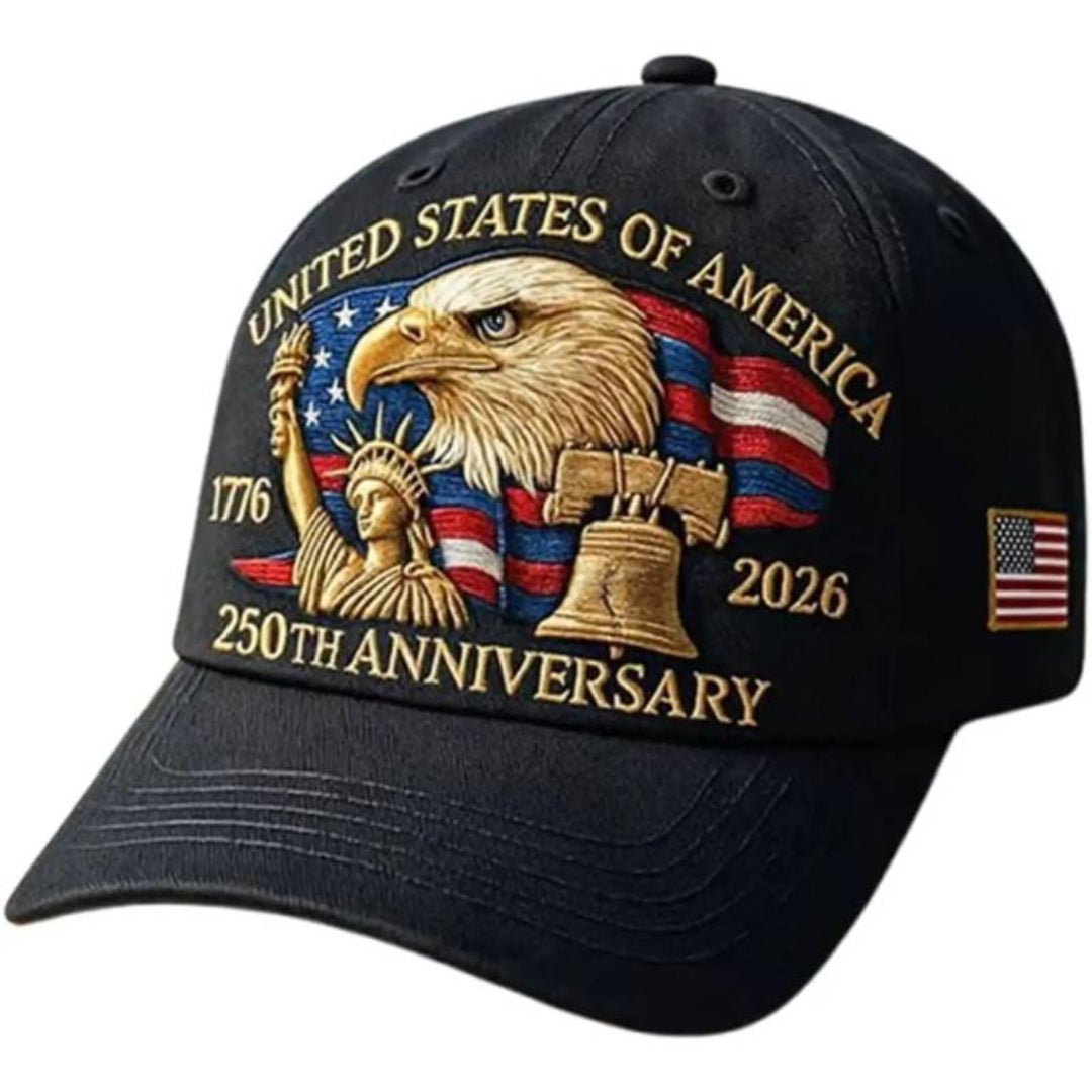 America 250th Commemorative Patriotic Hat – 1776–2026 Edition (Black) - PatriotDepot.com