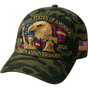 America 250th Commemorative Patriotic Hat – 1776–2026 Edition (Camo) - PatriotDepot.com