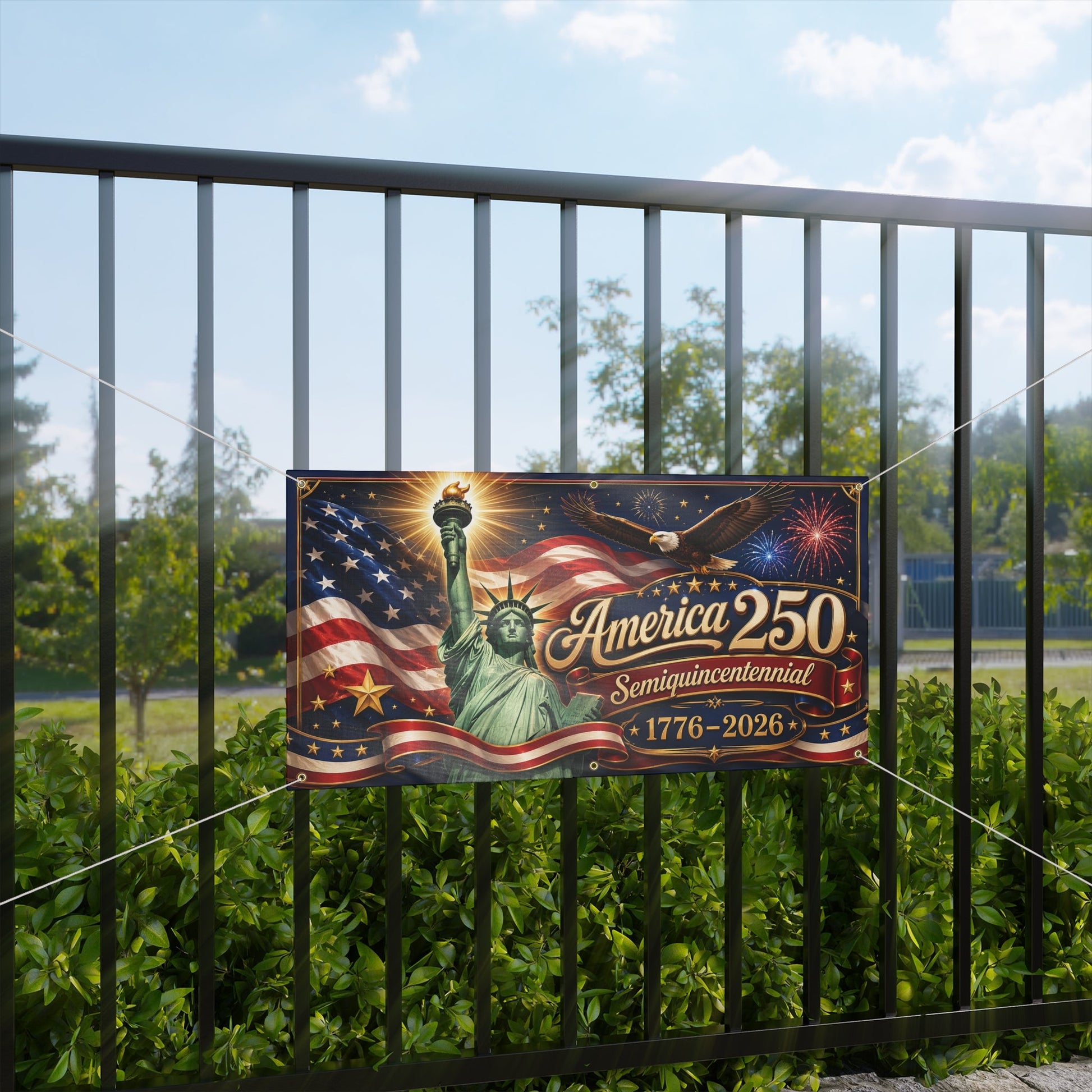 America 250th Semiquincentennial Custom Matte Banner — 1776–2026 Edition - PatriotDepot.com