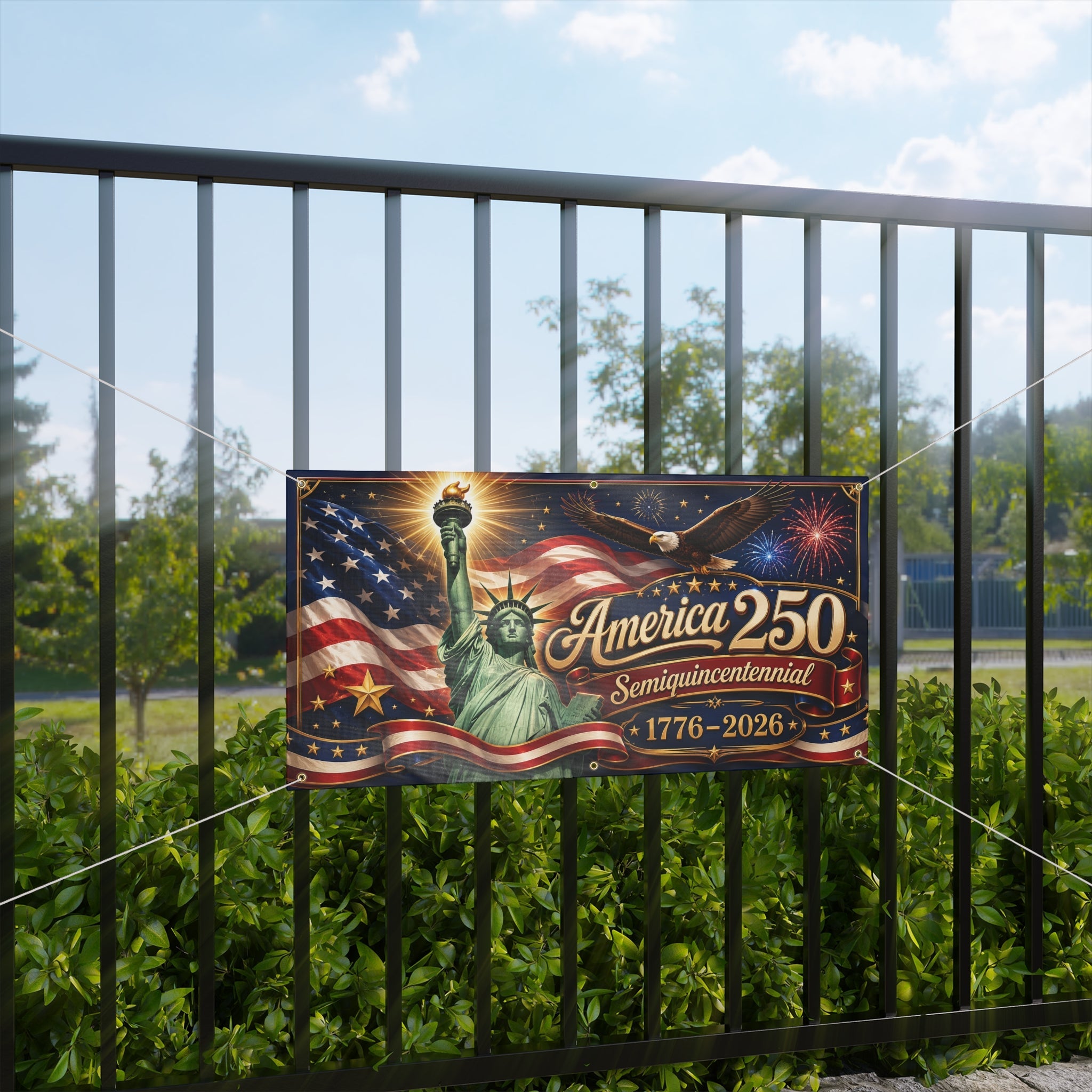 America 250th Semiquincentennial Custom Matte Banner — 1776–2026 Edition - PatriotDepot.com