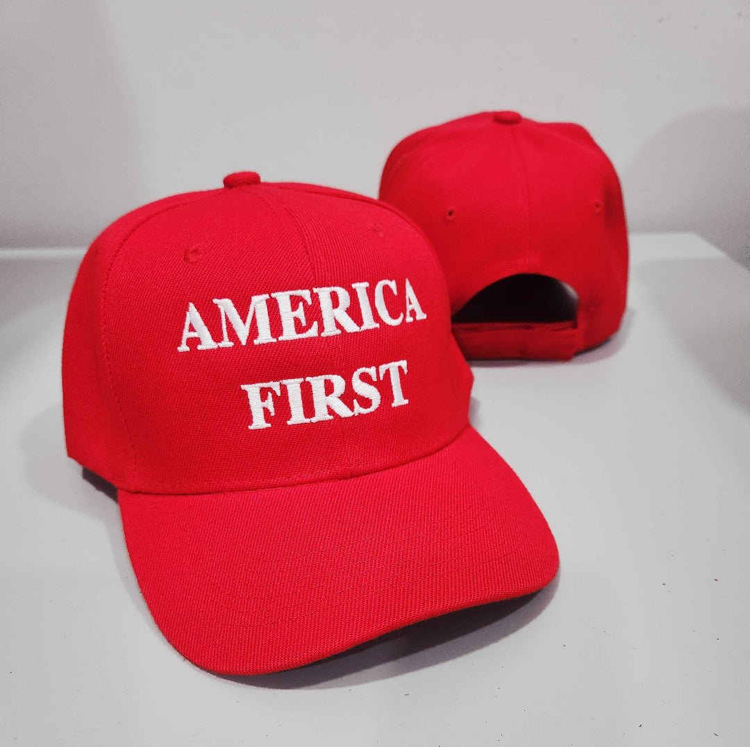 America First Custom Embroidered Hat (Red) - PatriotDepot.com
