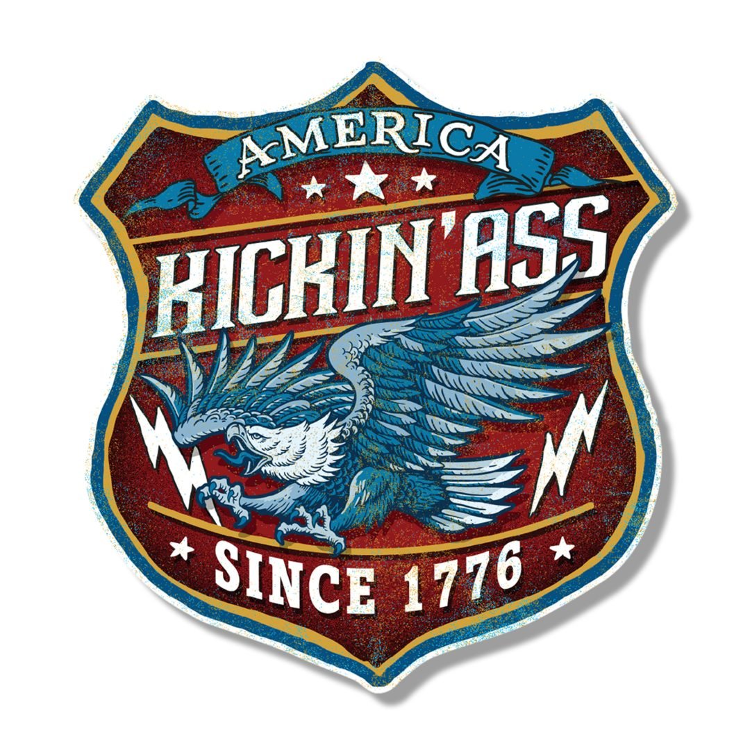 America Kickin Ass Since 1776 Sticker - PatriotDepot.com