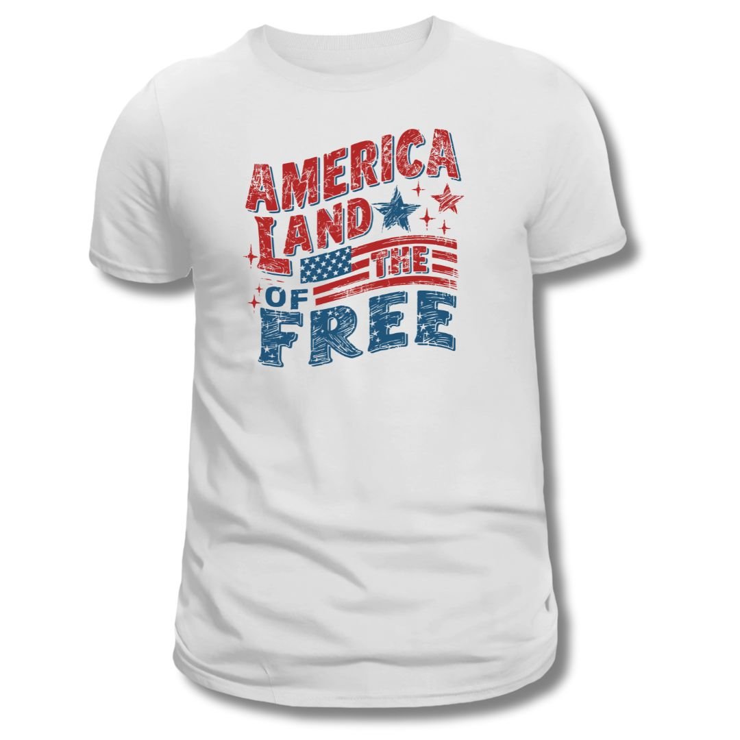 America Land of the Free Patriotic T-Shirt - PatriotDepot.com