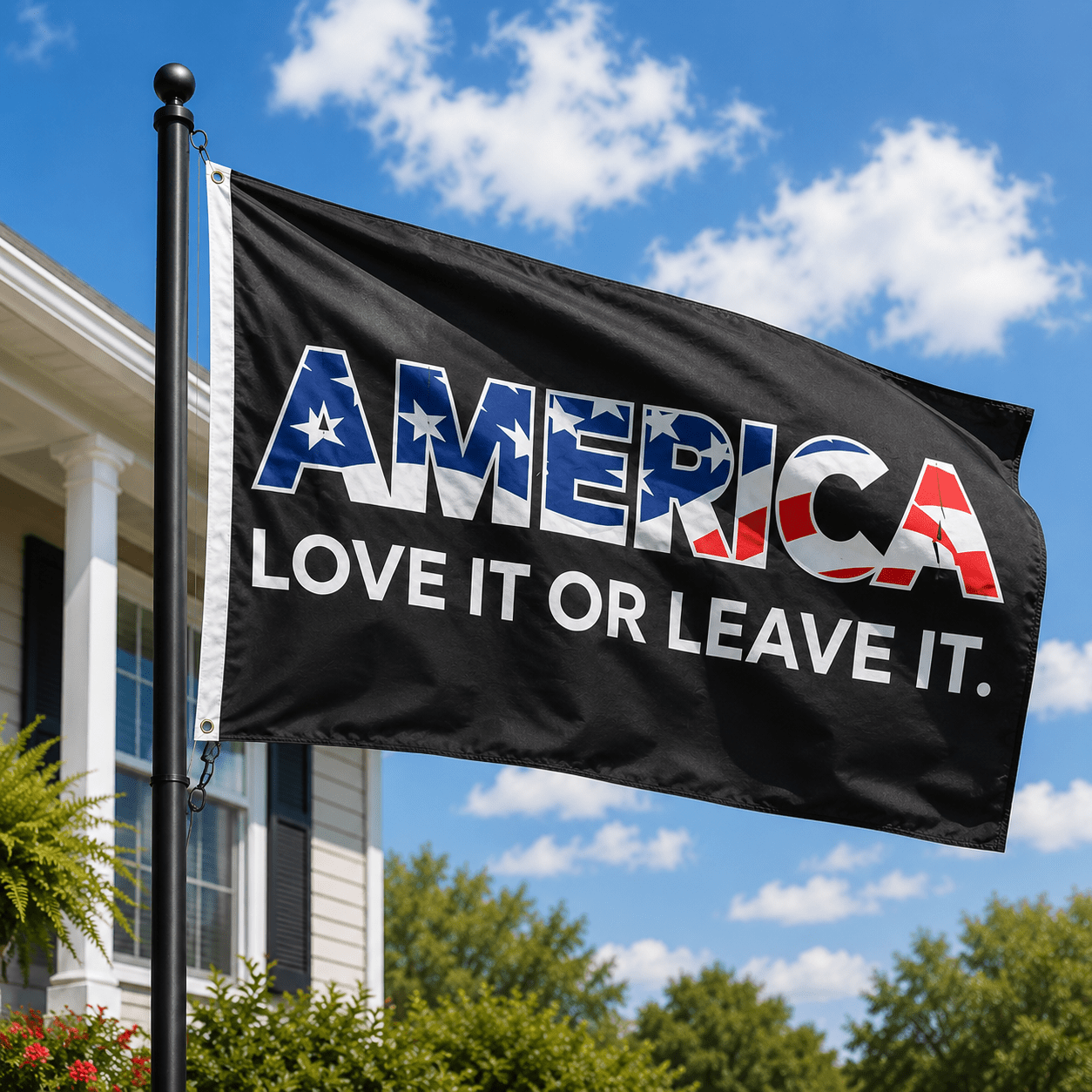 America “Love It or Leave It” Patriotic Flag – 3’x5’ Statement Flag - PatriotDepot.com