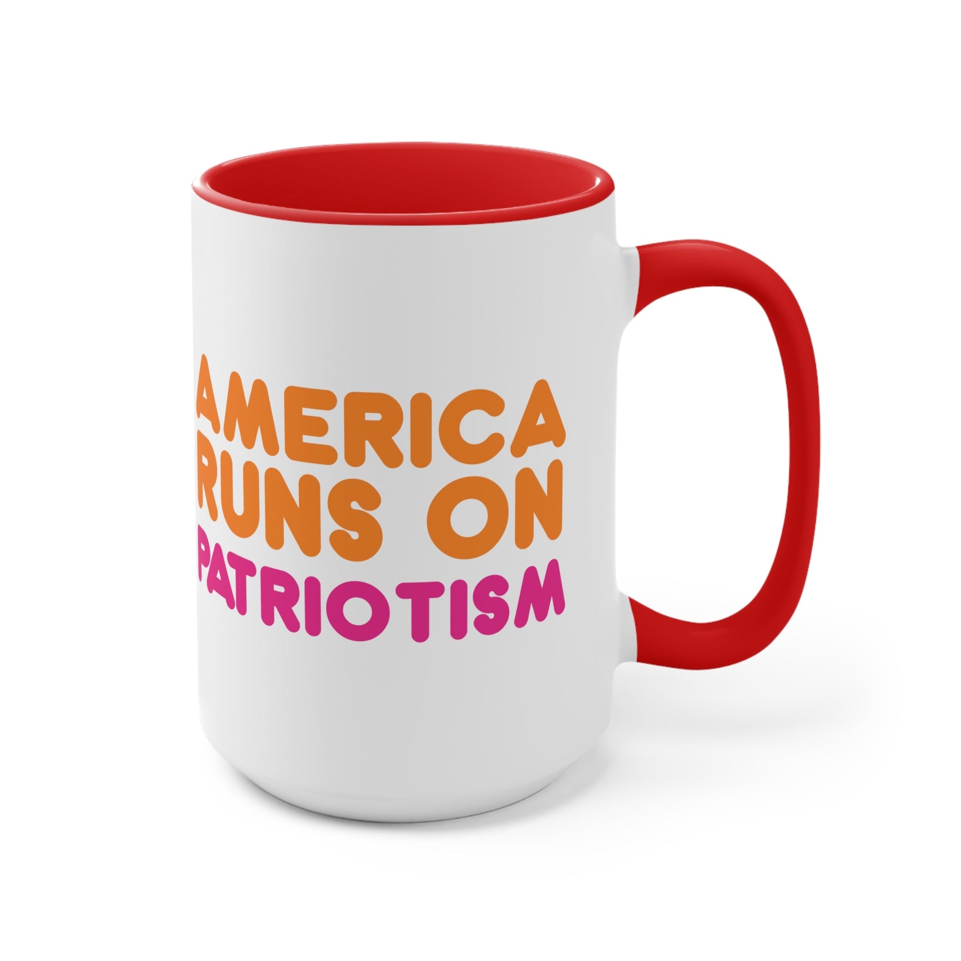 America Runs on Patriotism Mug (2 Sizes, 3 Colors) - PatriotDepot.com