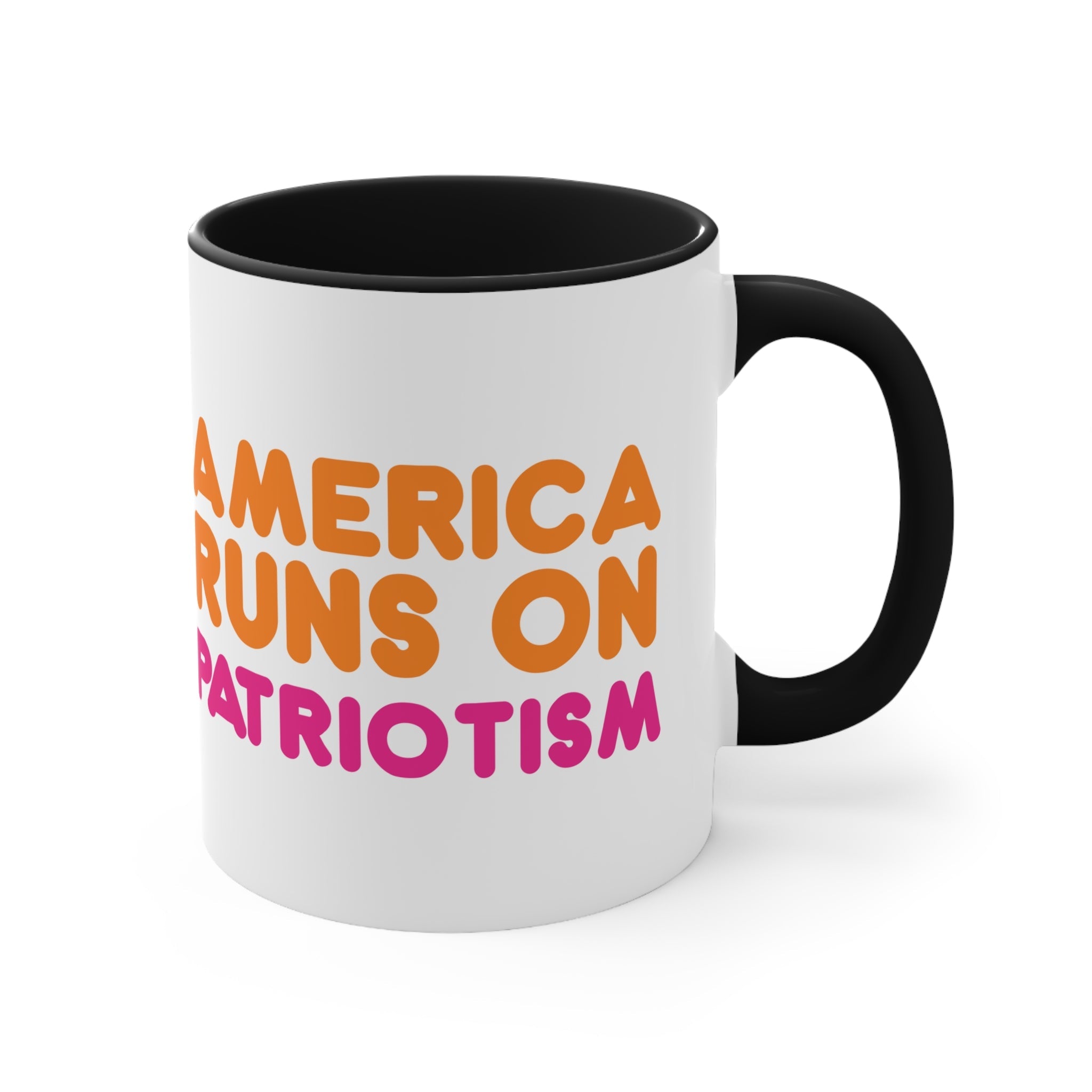 America Runs on Patriotism Mug (2 Sizes, 3 Colors) - PatriotDepot.com