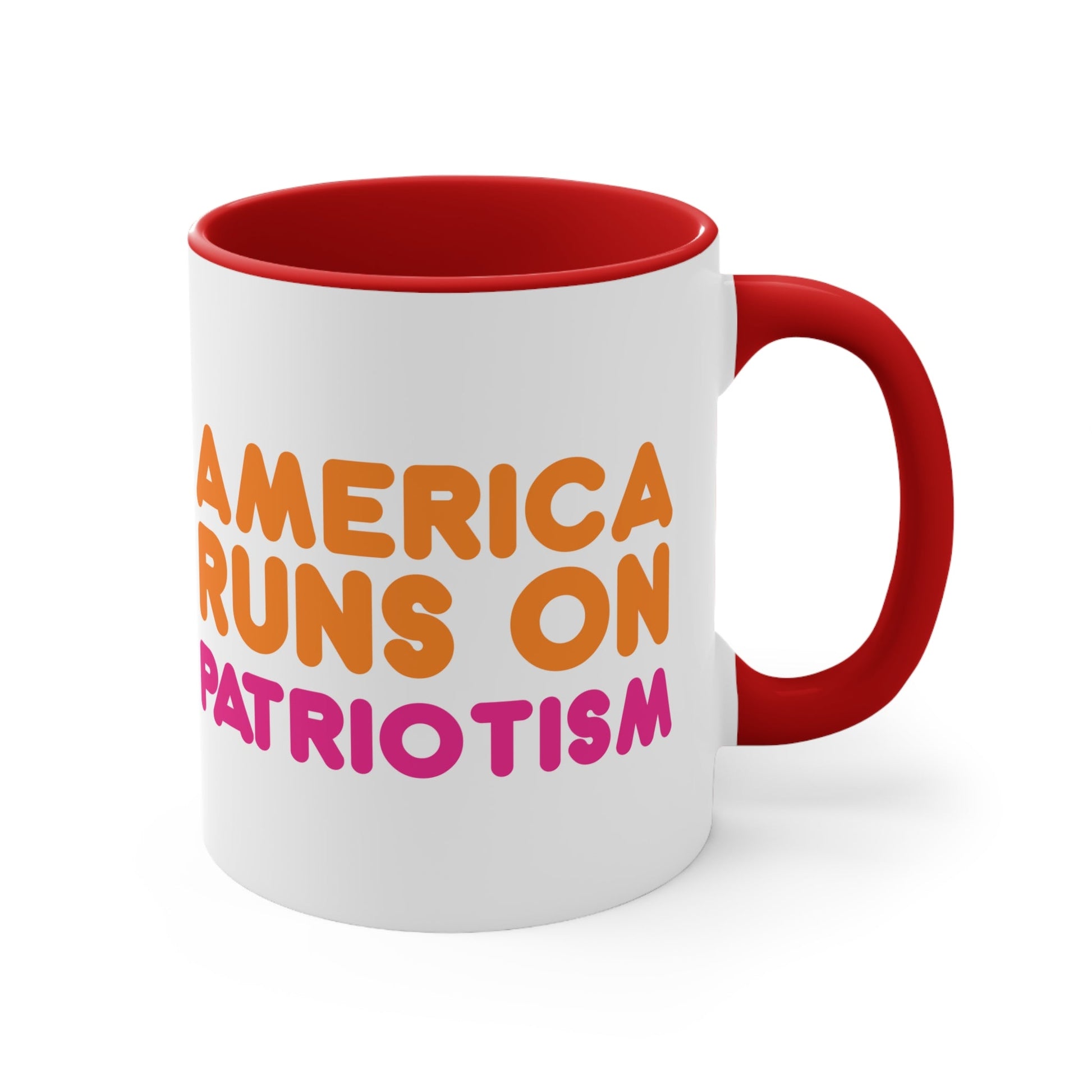 America Runs on Patriotism Mug (2 Sizes, 3 Colors) - PatriotDepot.com