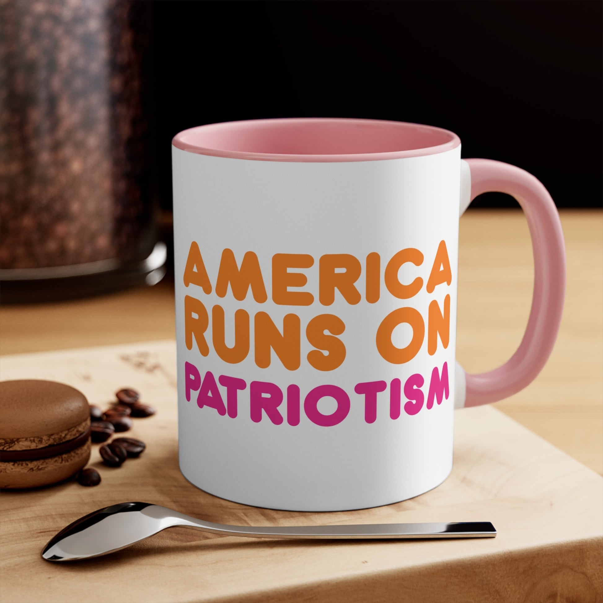 America Runs on Patriotism Mug (2 Sizes, 3 Colors) - PatriotDepot.com