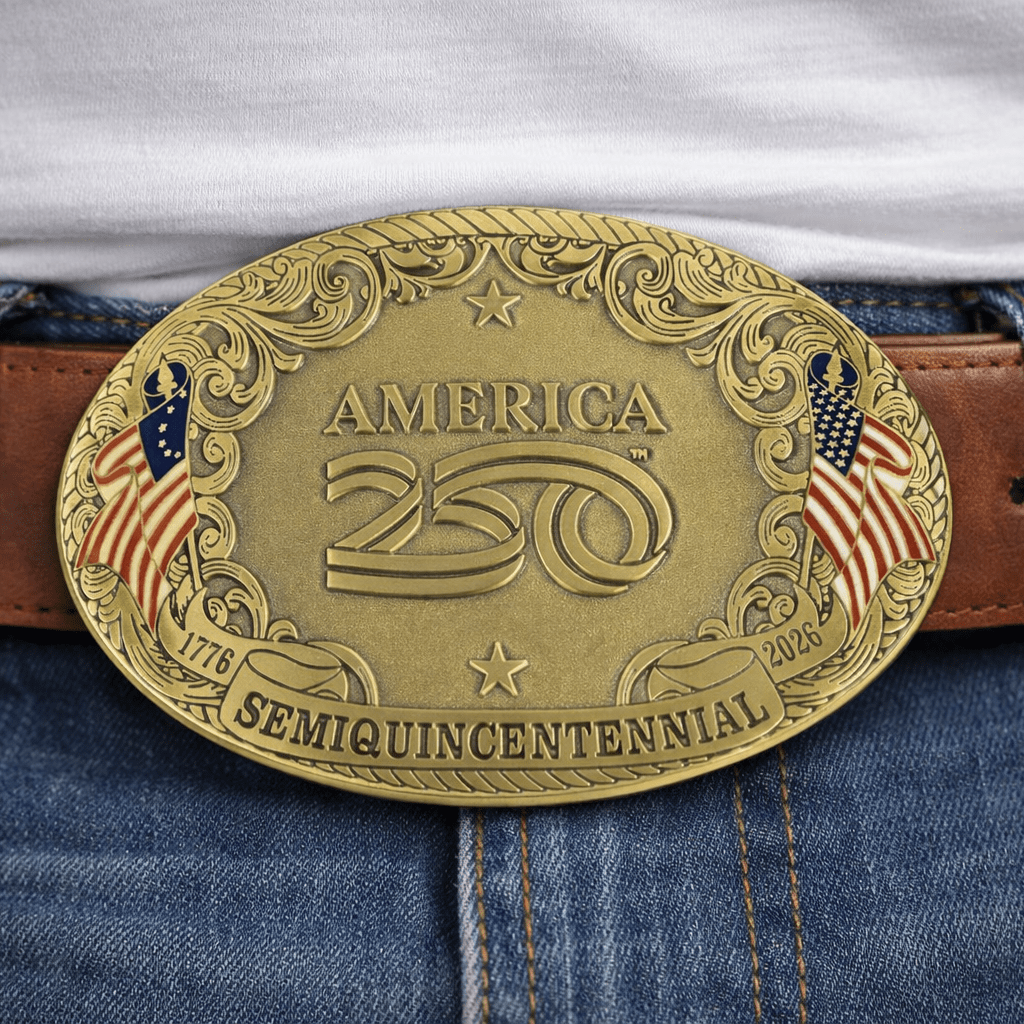 America250™ Heritage Emblem Belt Buckle - PatriotDepot.com
