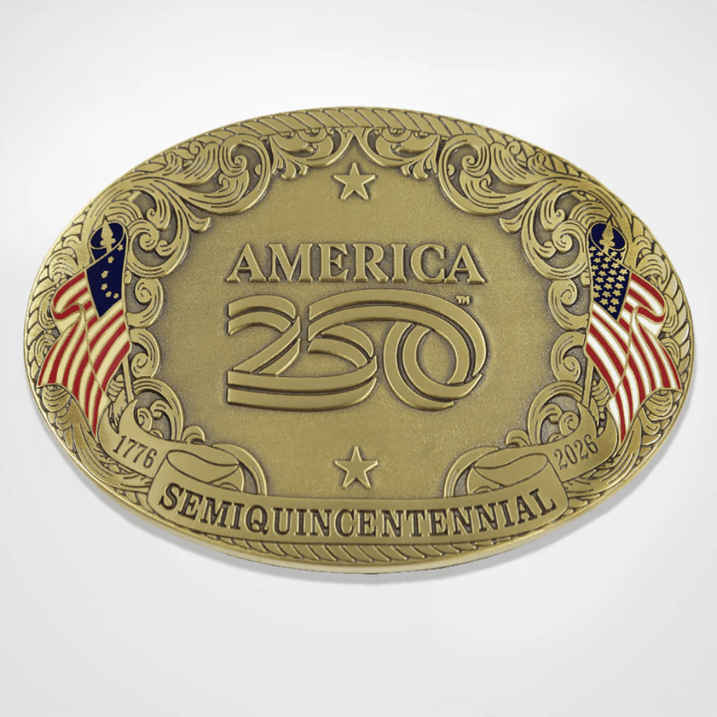 America250™ Heritage Emblem Belt Buckle - PatriotDepot.com